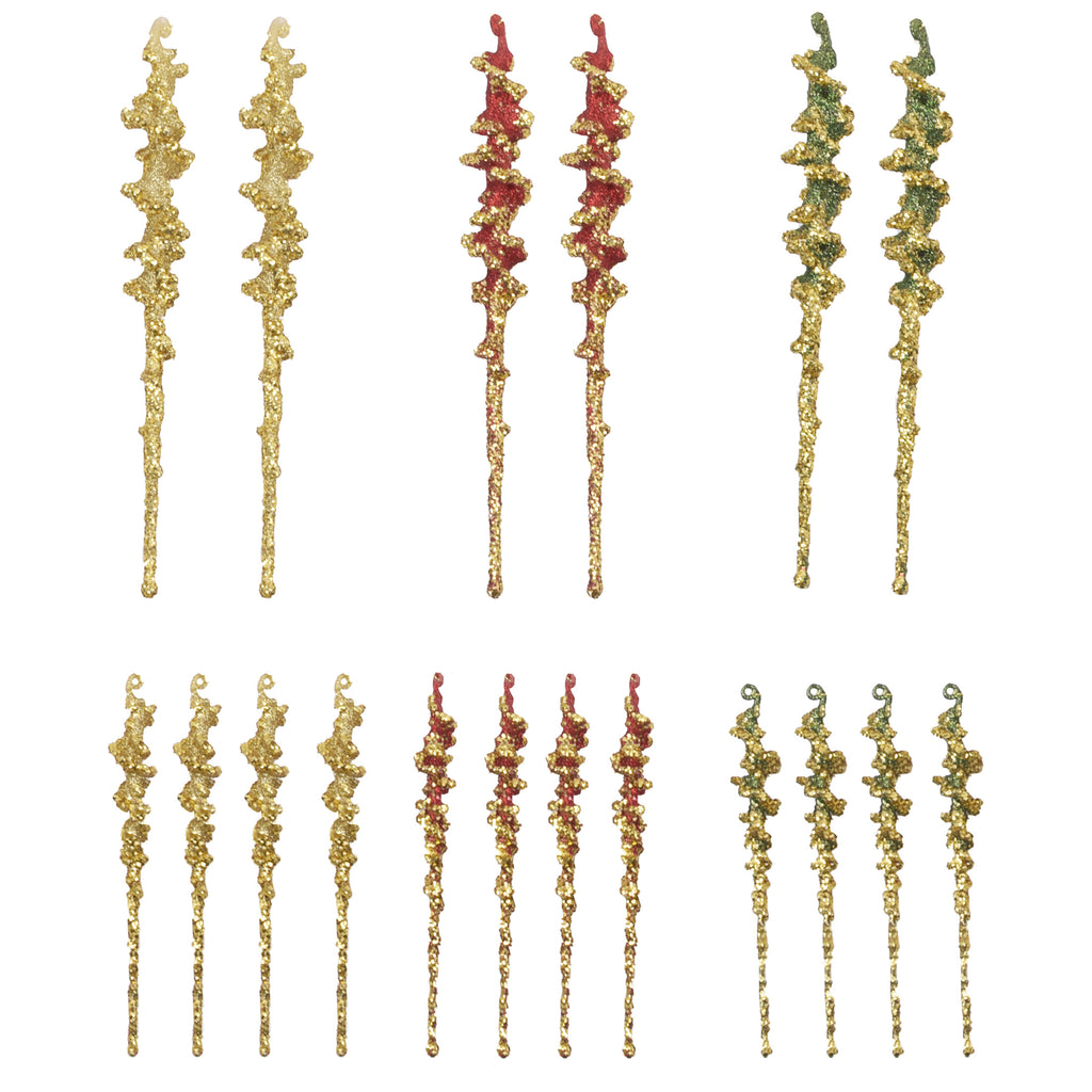 4 Pk Glitter Icicle  Asst