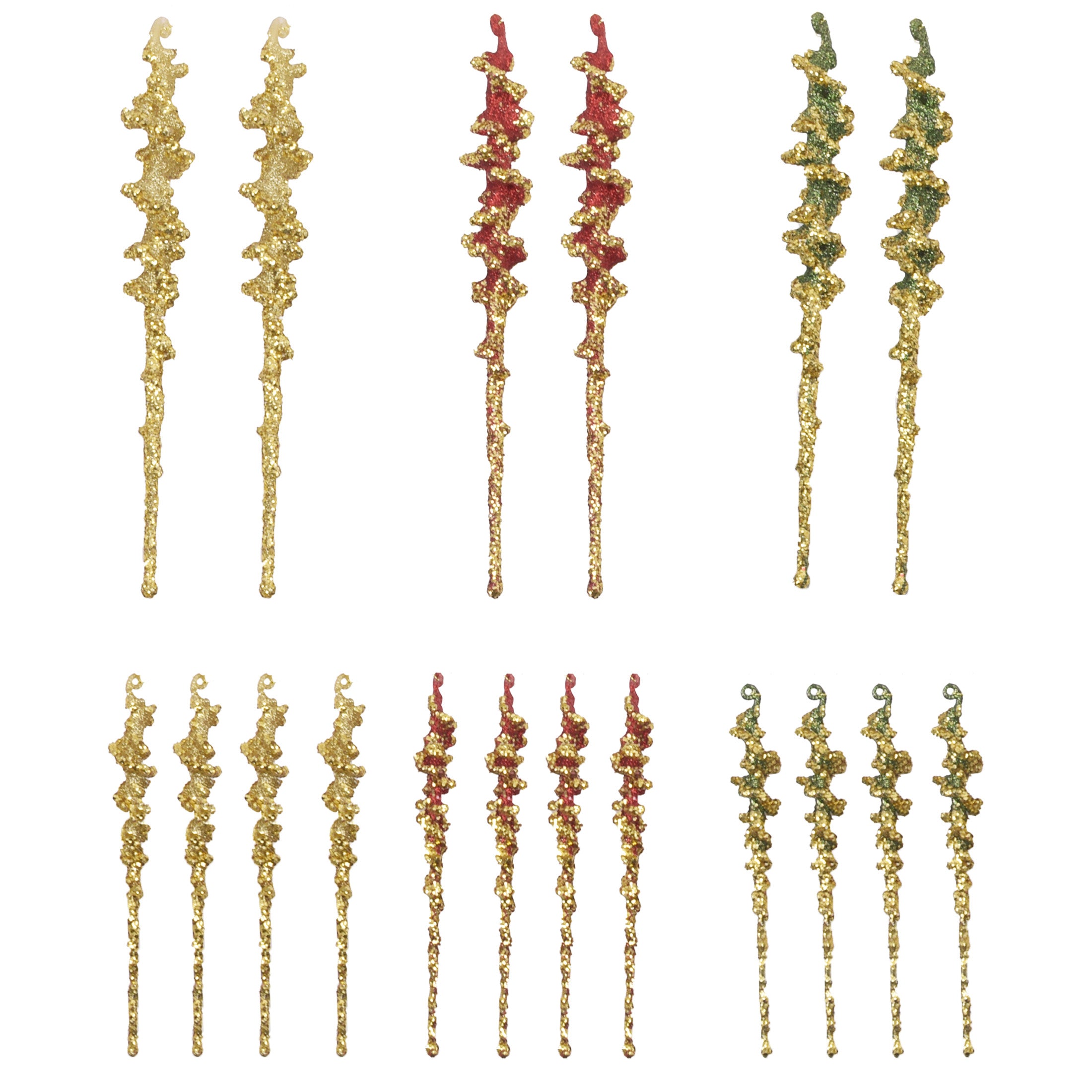 4 Pk Glitter Icicle  Asst