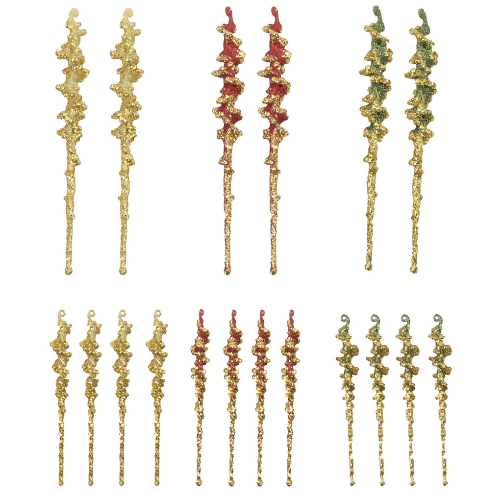 4 Pk Glitter Icicle Asst - Country Silk