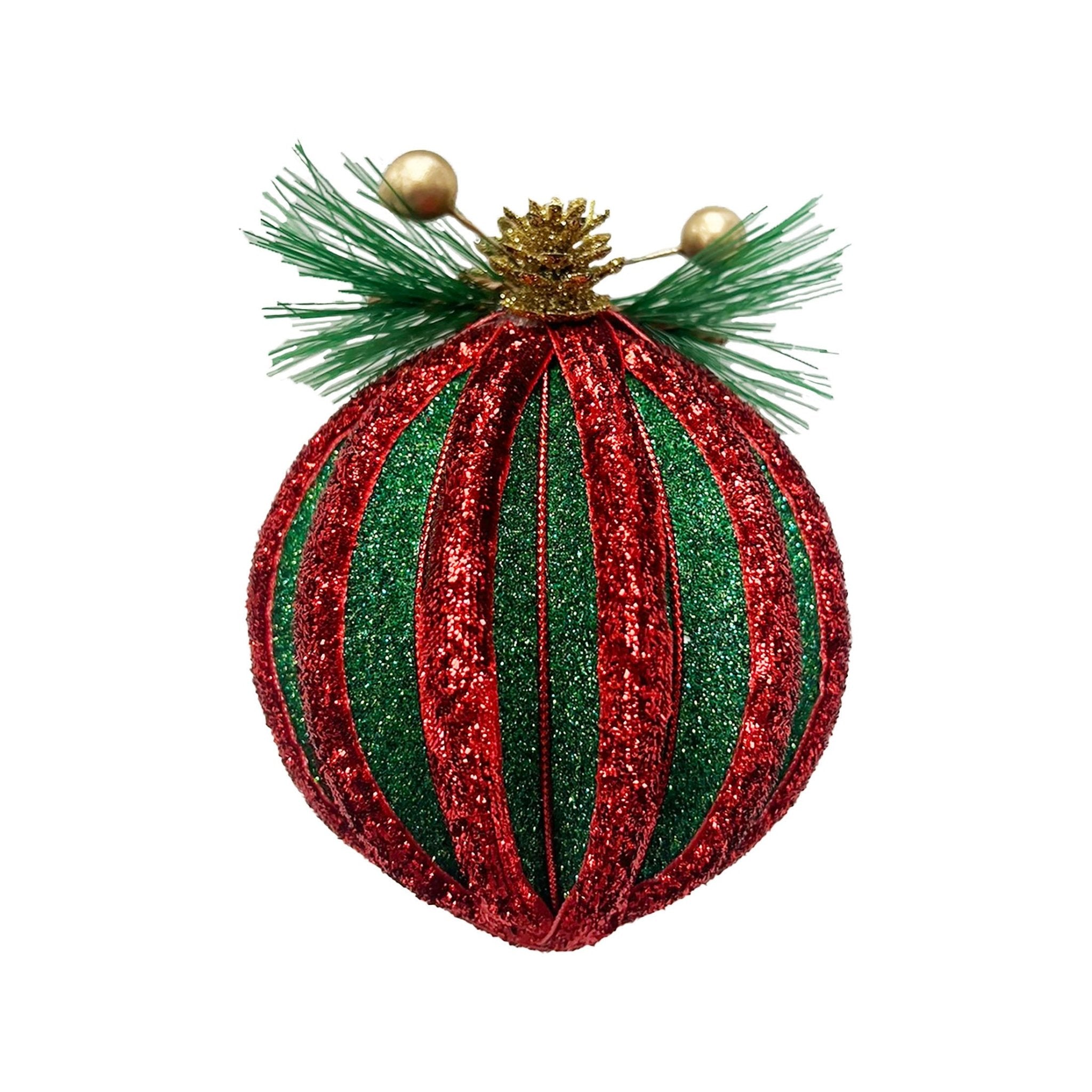 1Pk Glitter Ball With Pine - Country Silk