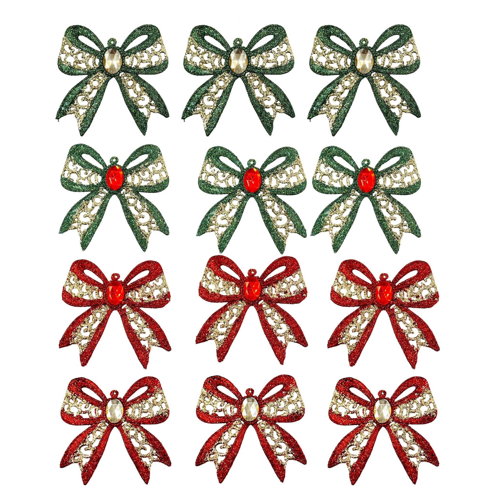 3Pk Shiny Glitter Bow - Country Silk