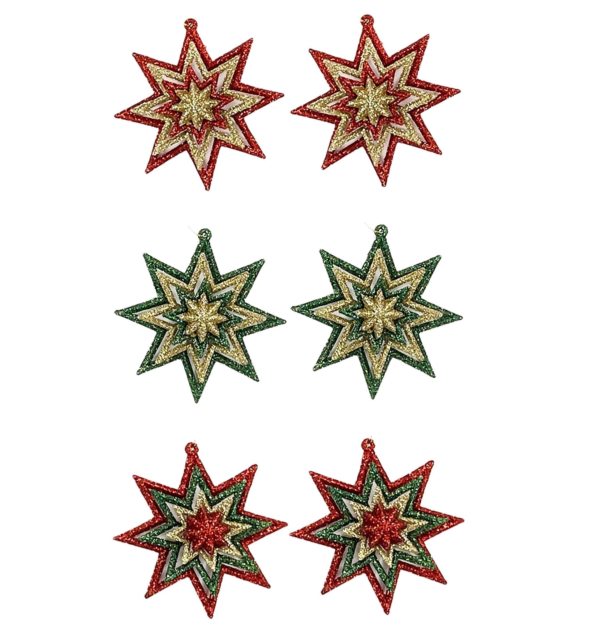 2 Pk 4 Layer Multicolor Star Ornament - Country Silk