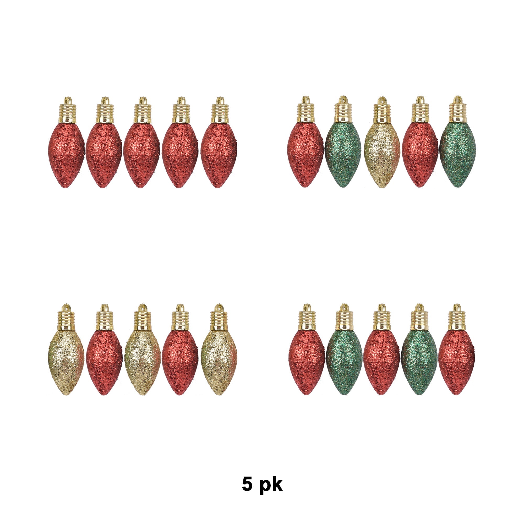 5Pk Glitter Light Bulbs - Country Silk