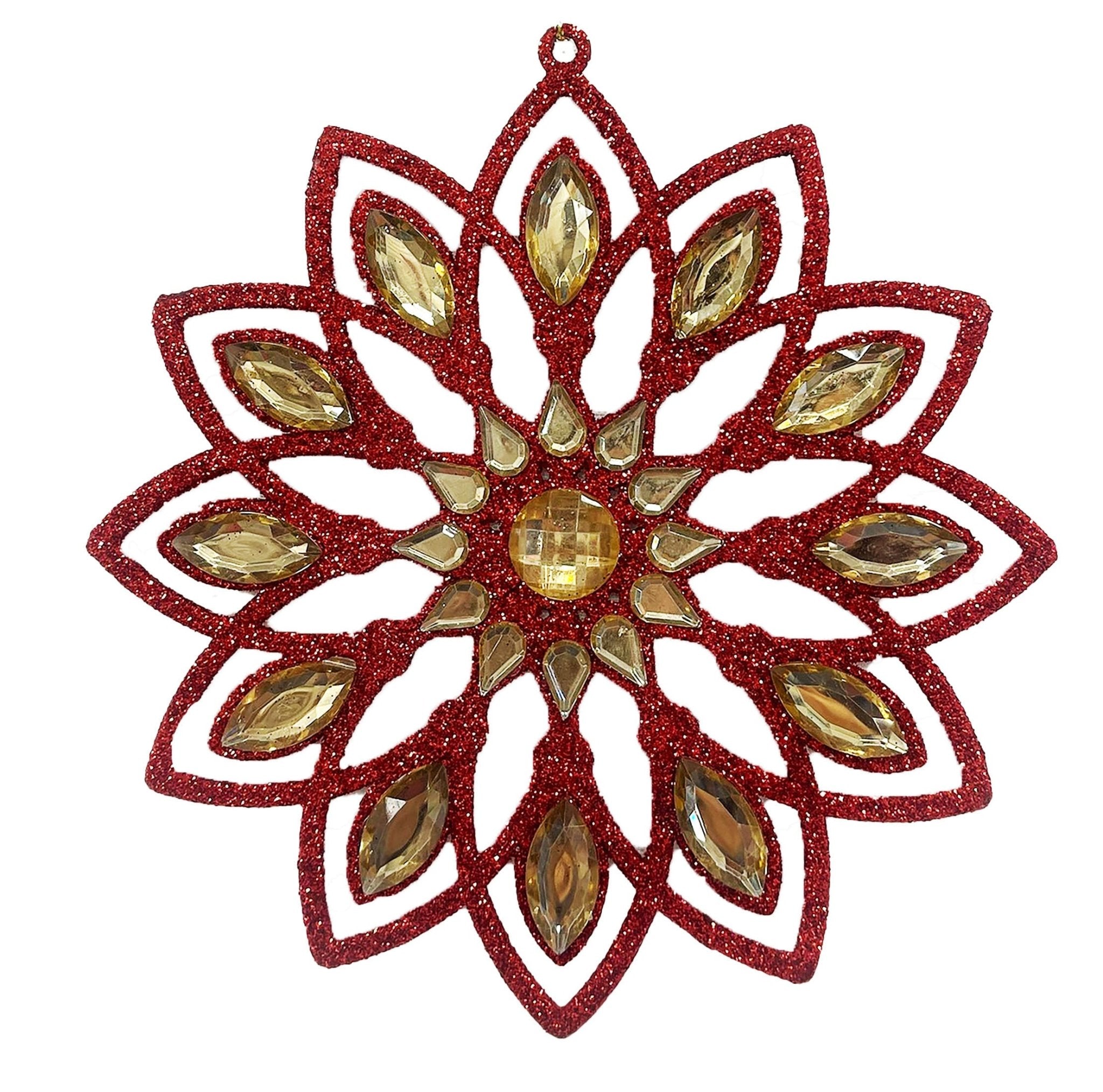 Large Glitter Gem Stone Decorative Snowf - Country Silk