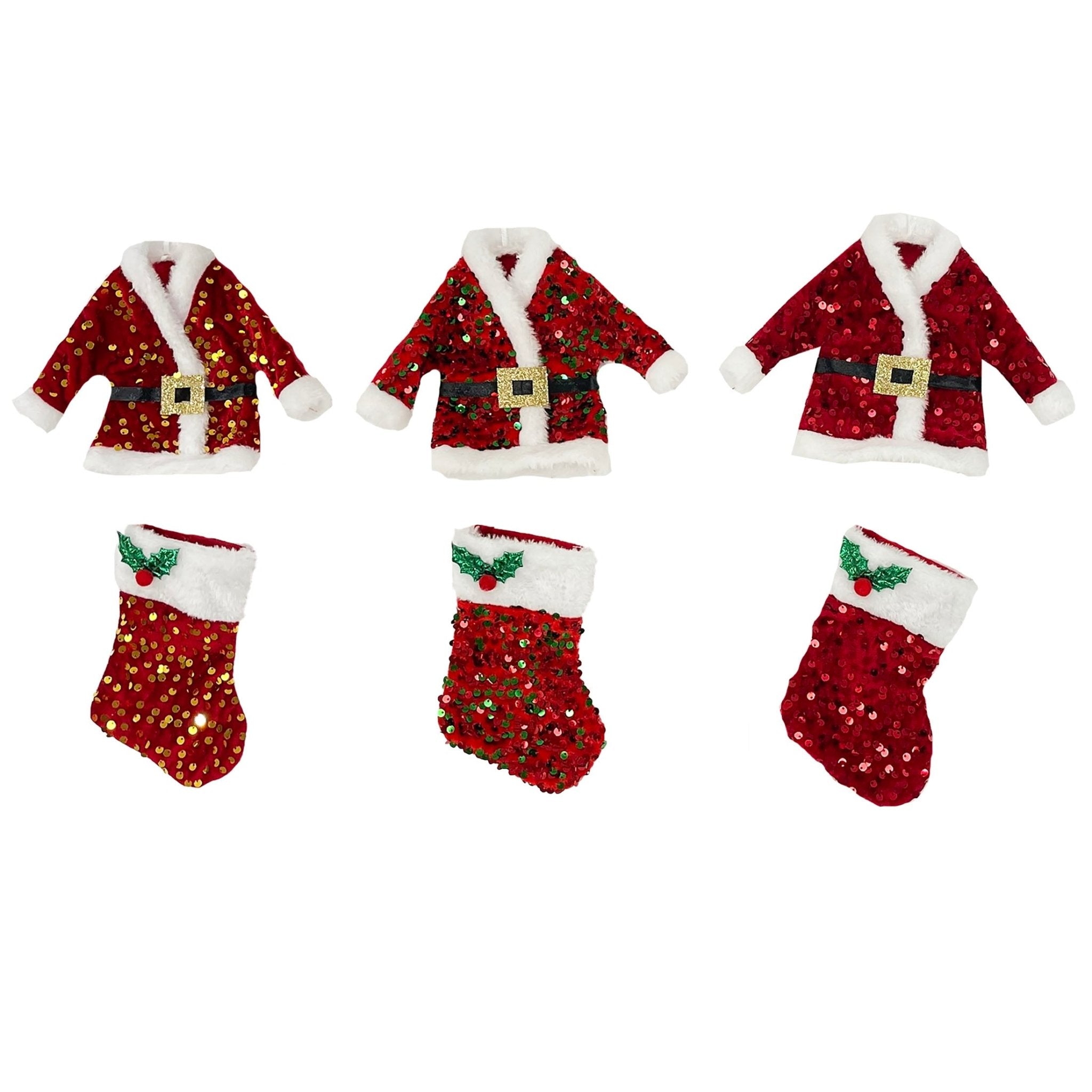 1Pk Santa Jacket And Stocking Orn - Country Silk