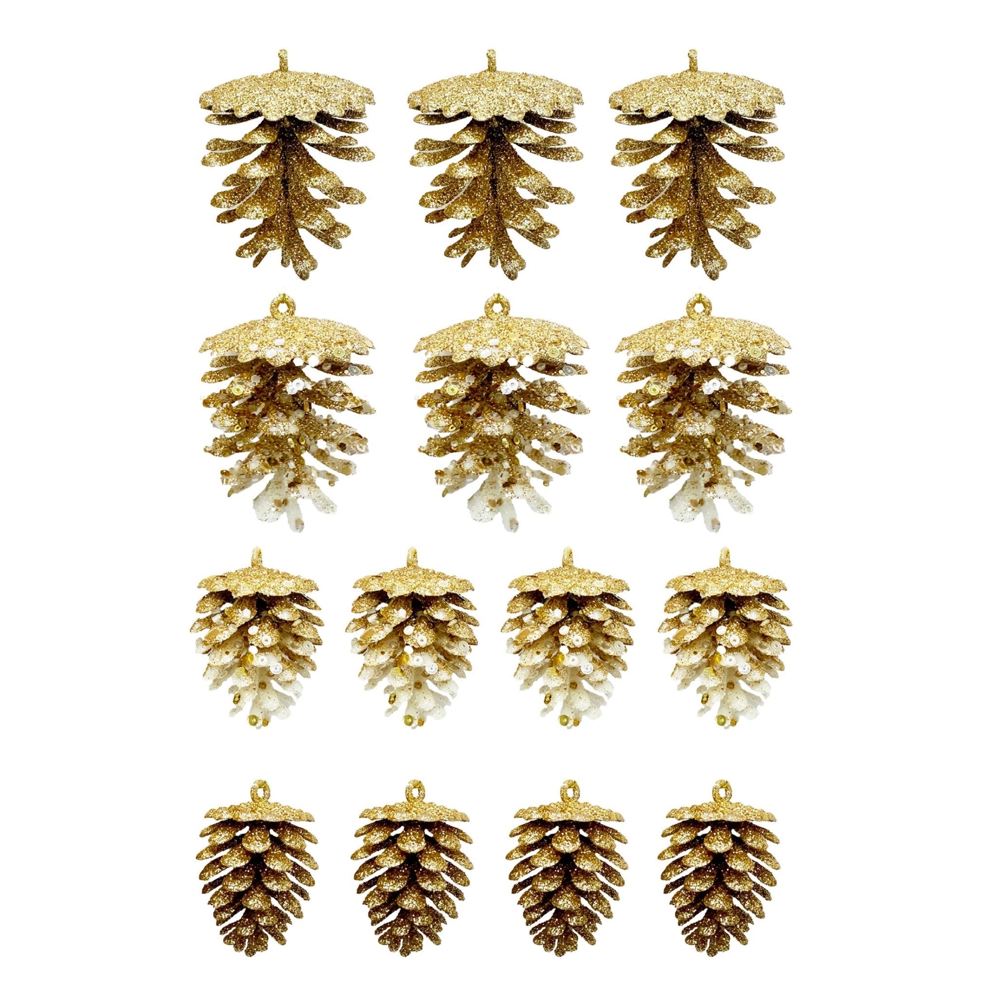 3 Pack And 4Pack Glitter Pine Cone Asst - Country Silk