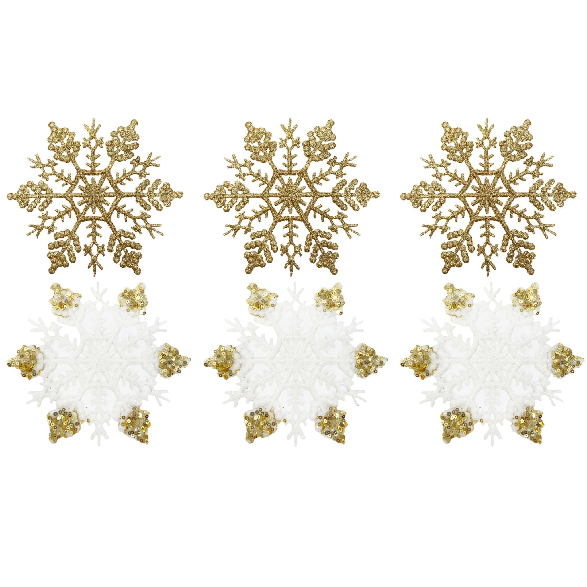 3Pk Snowflake With Glitter - Country Silk