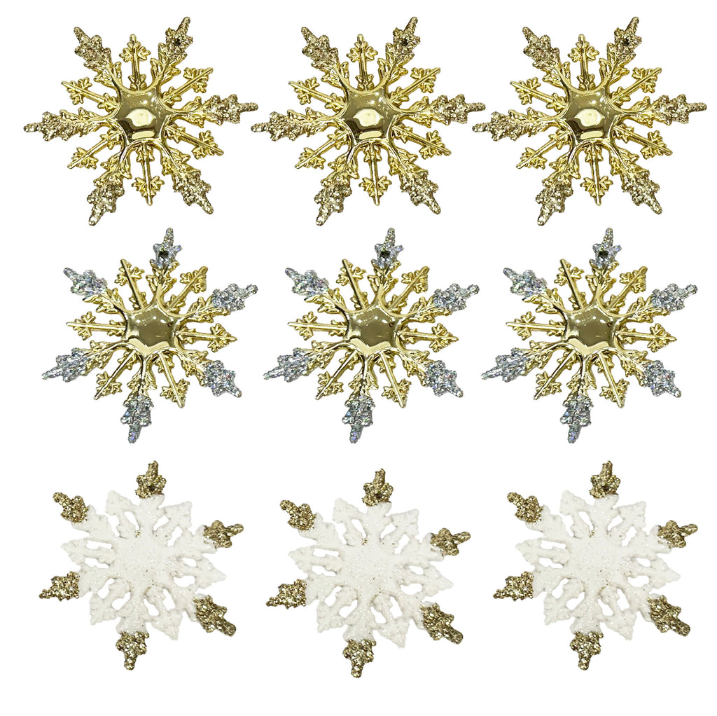 3 Pack Large Snowflakes With Glitter Tip
