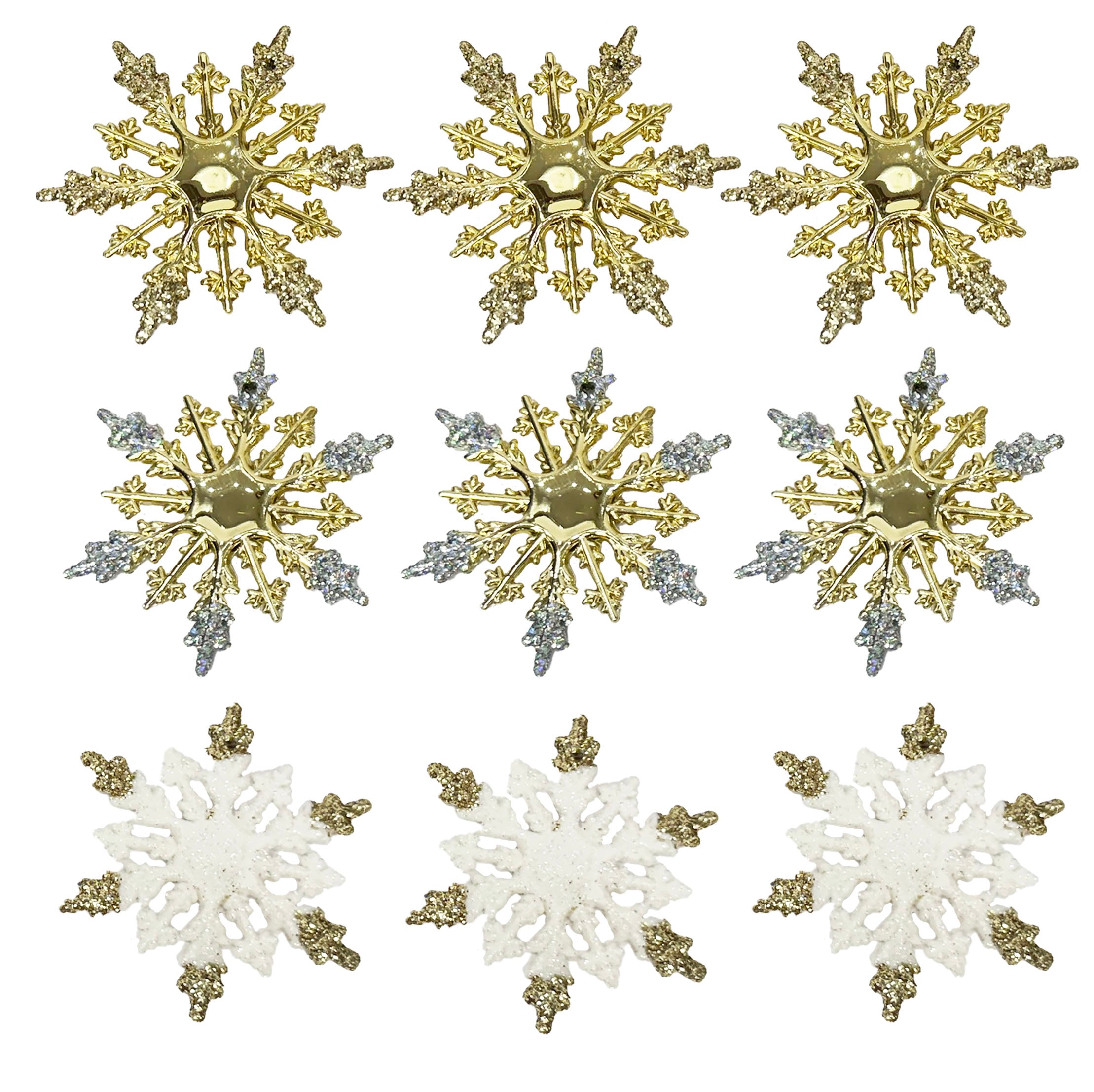 3 Pack Large Snowflakes With Glitter Tip