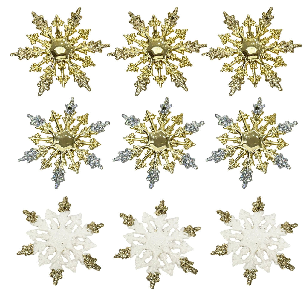 3 Pack Large Snowflakes With Glitter Tip - Country Silk