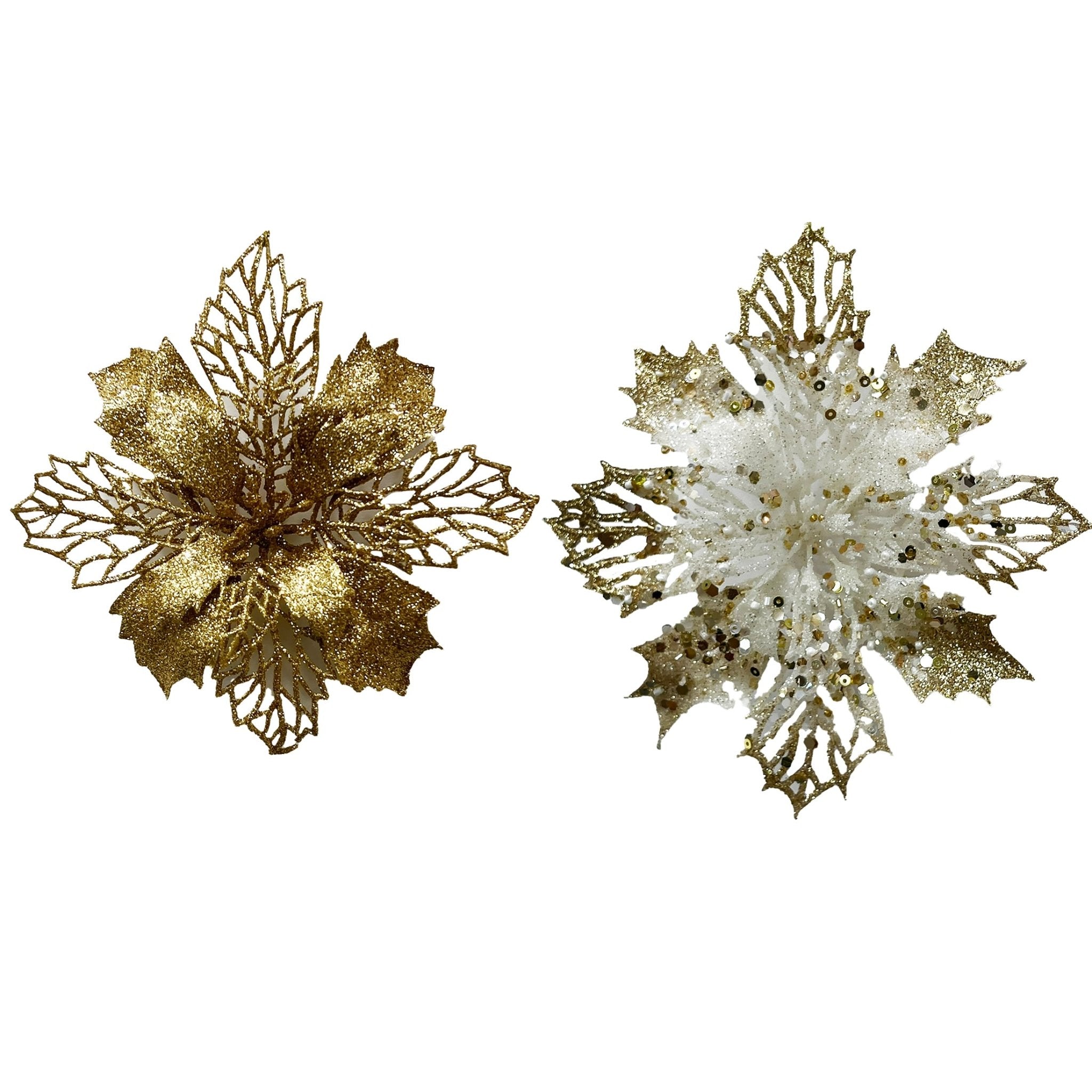 1Pk Poinsettia Orn Wth Hp - Country Silk
