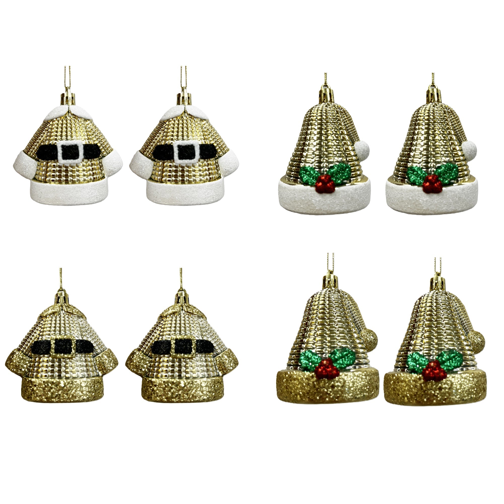 2 Pk Santa Suit And Hat Plated Orn - Country Silk