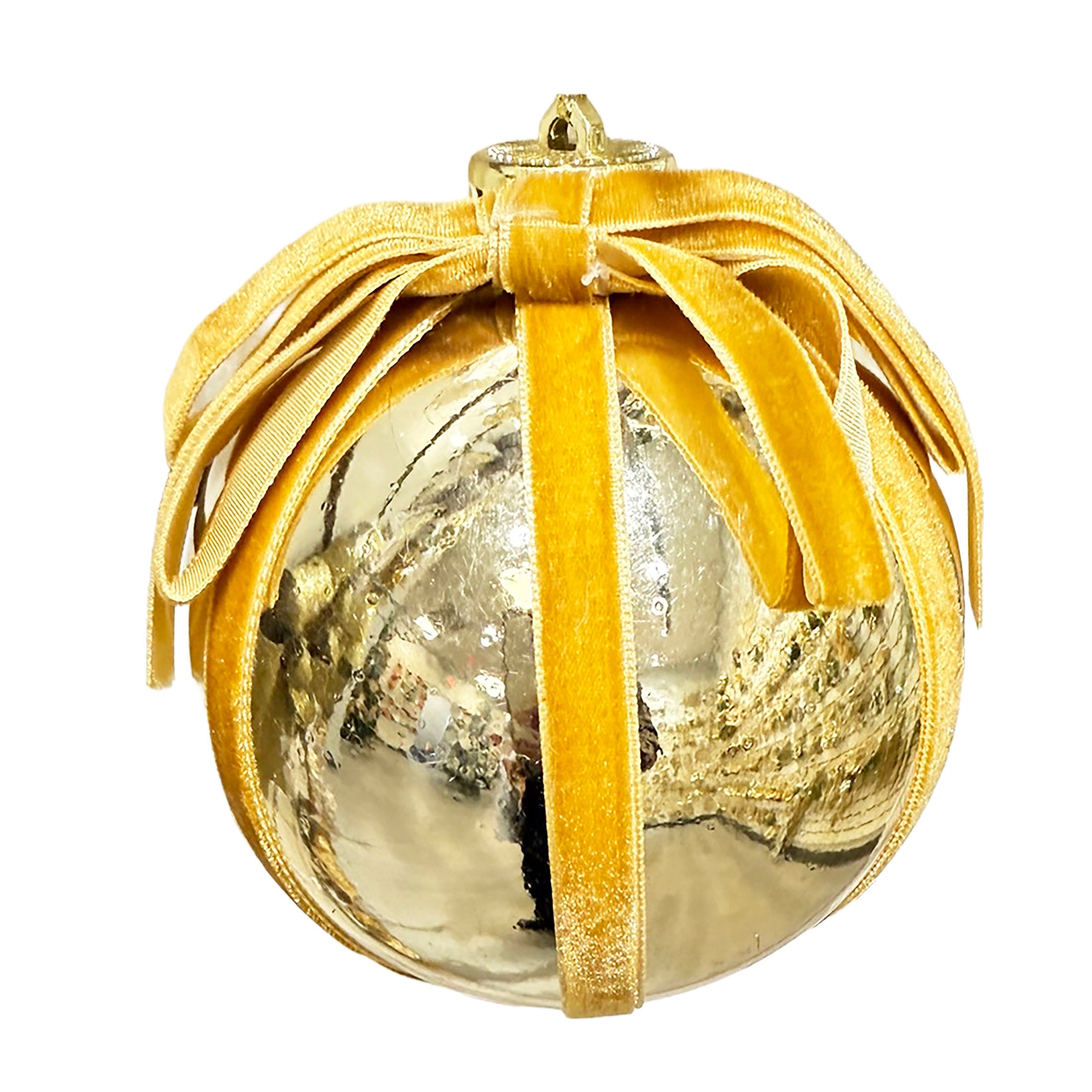 Deluxe Plated Orn With Velvet Ribbon Wrapping And Bow
