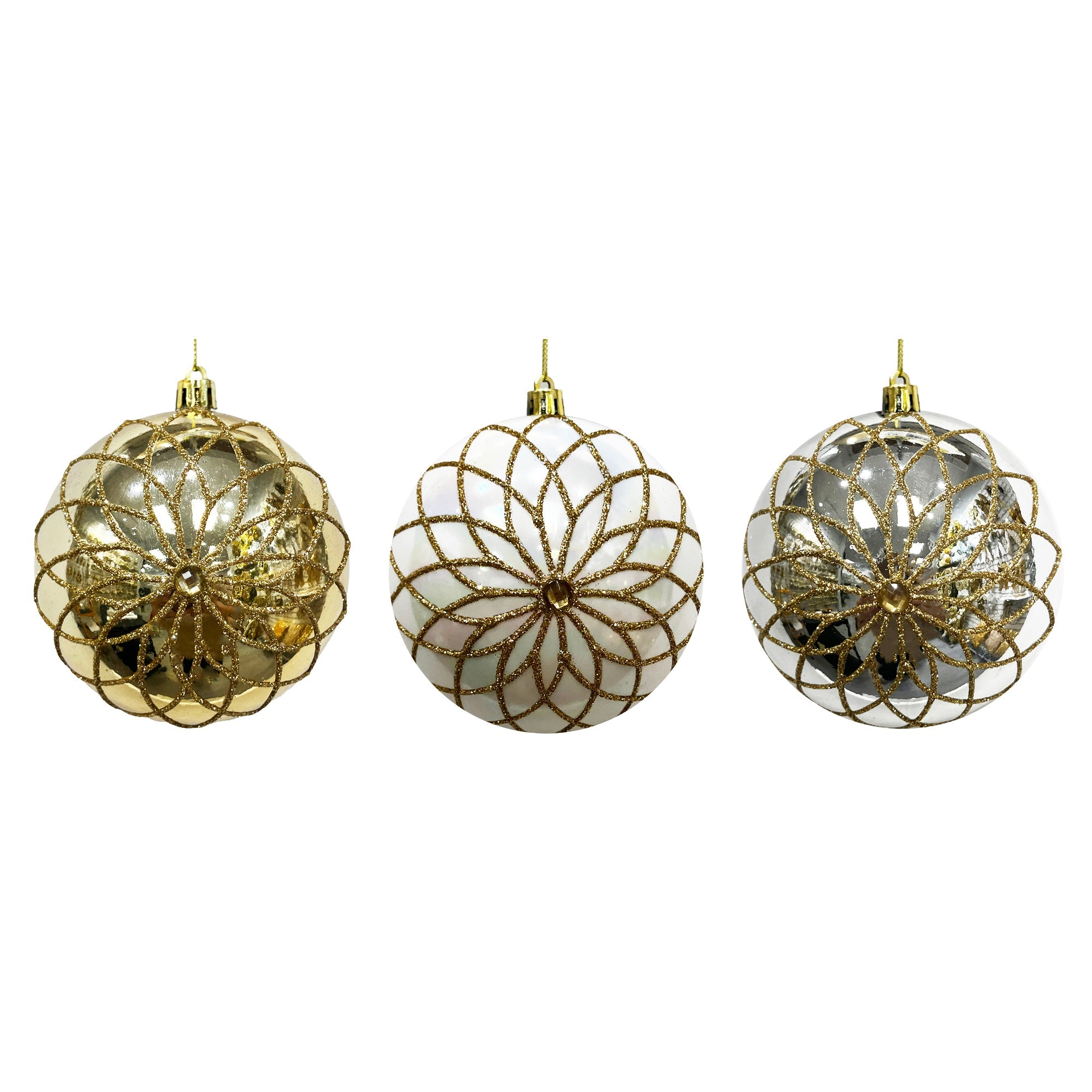 100Mm Orn With Raised Hp And Gem Stones - Country Silk
