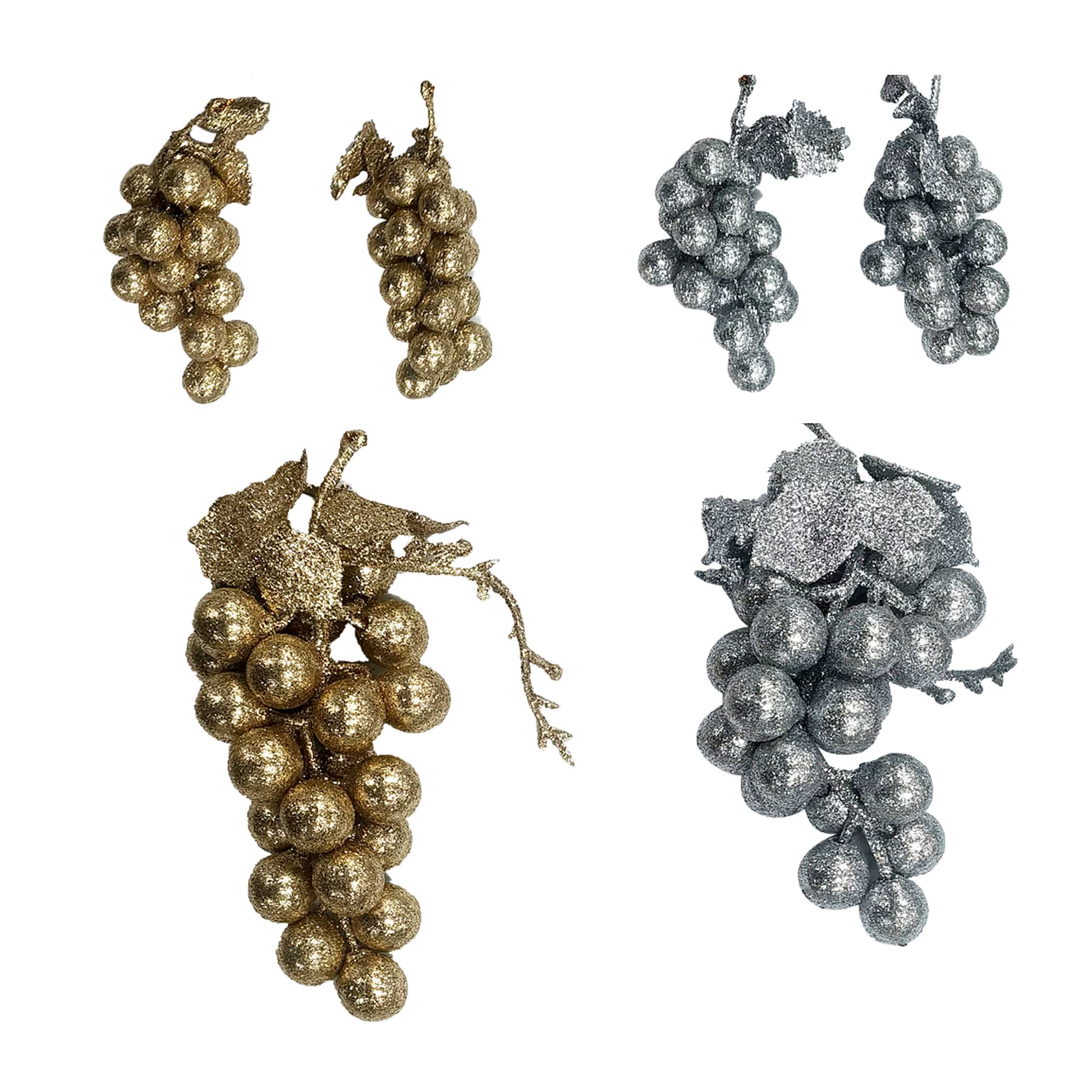 Pvc Glittered Grape Cluster 2 Sizes