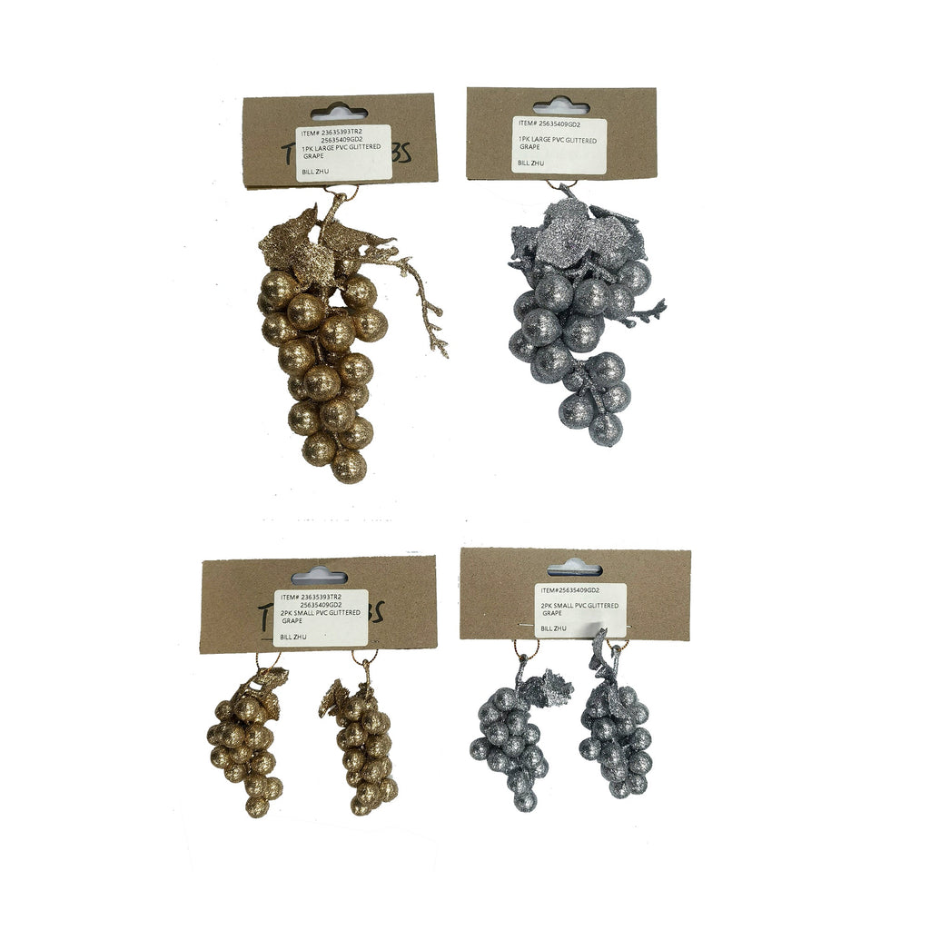 Pvc Glittered Grape Cluster 2 Sizes - Country Silk