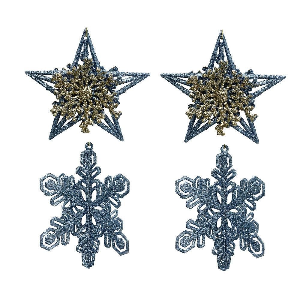 2Pk 3D Snowflake And 2Pk Star Asst - Country Silk