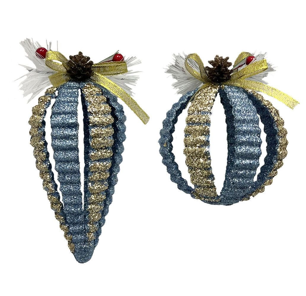 1Pk Wave Ball And Finial With Pine - Country Silk