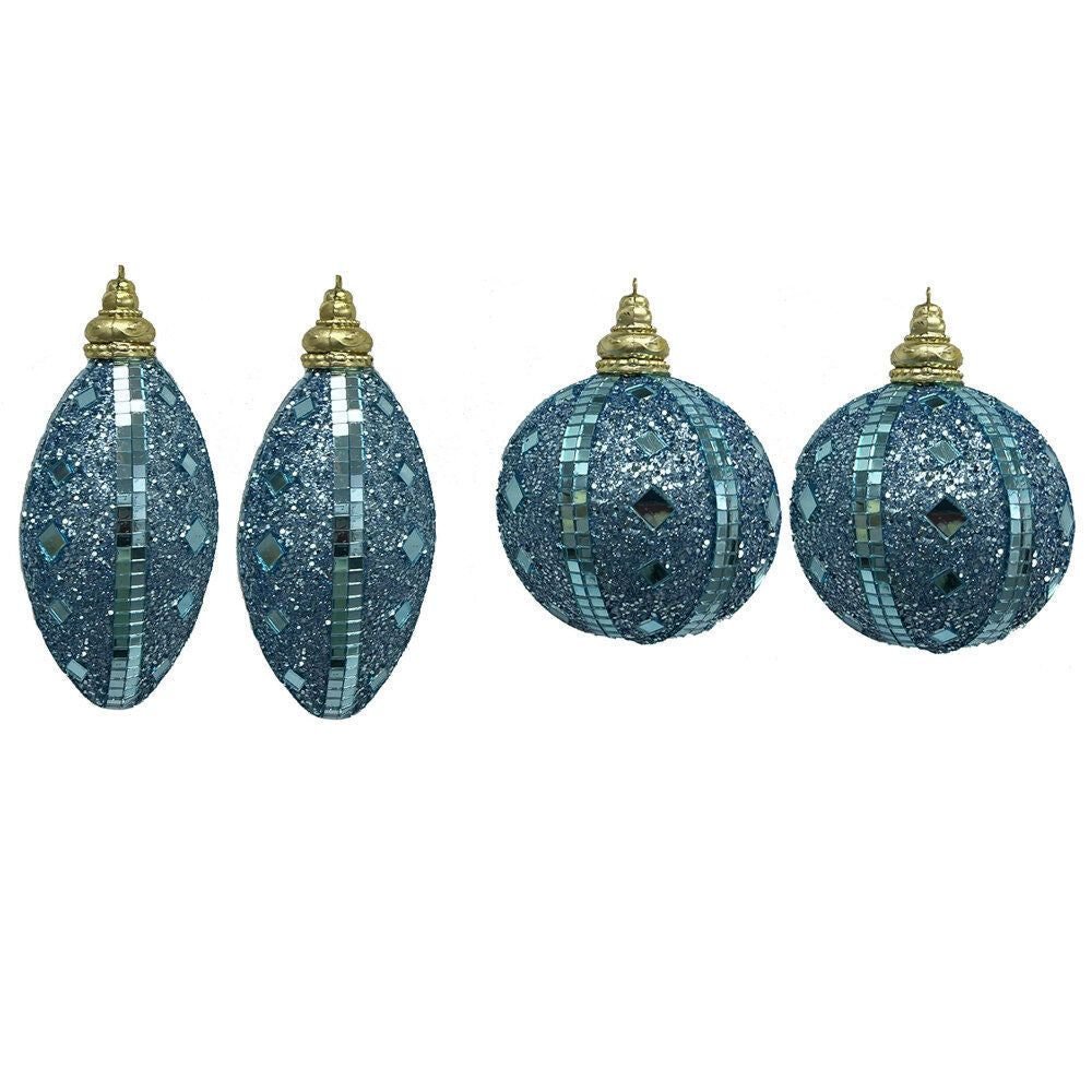 2 Pk 60Mm Glitter Mirror Ornaments - Country Silk