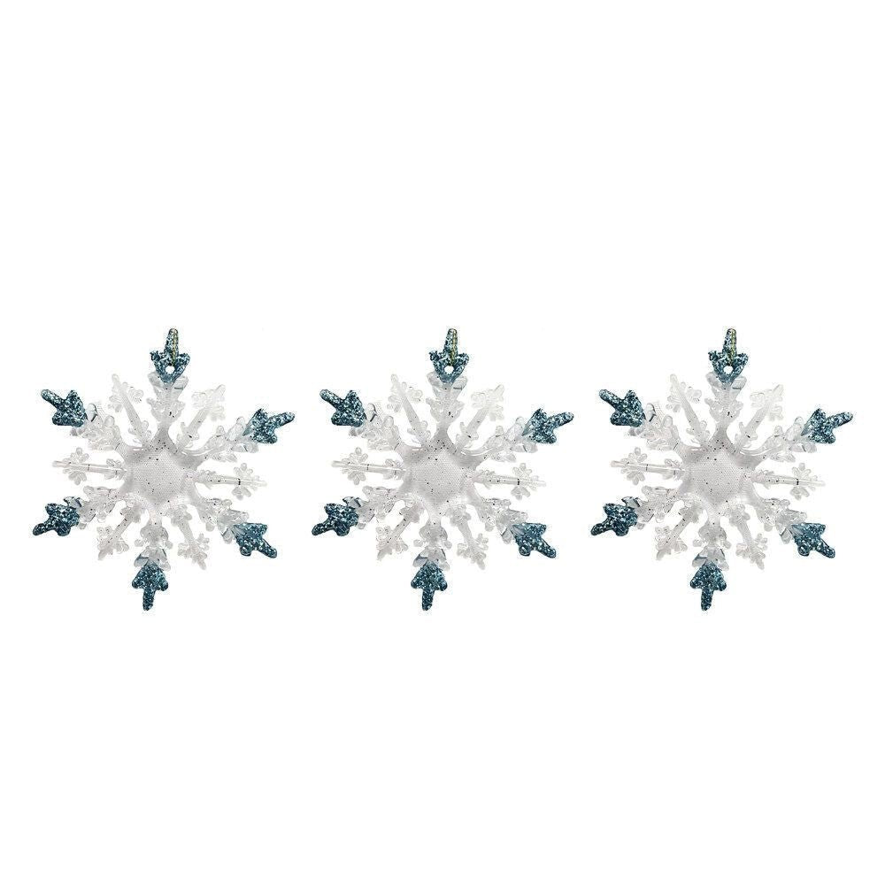 3 Pack Large Snowflakes With Glitter Tips - Country Silk