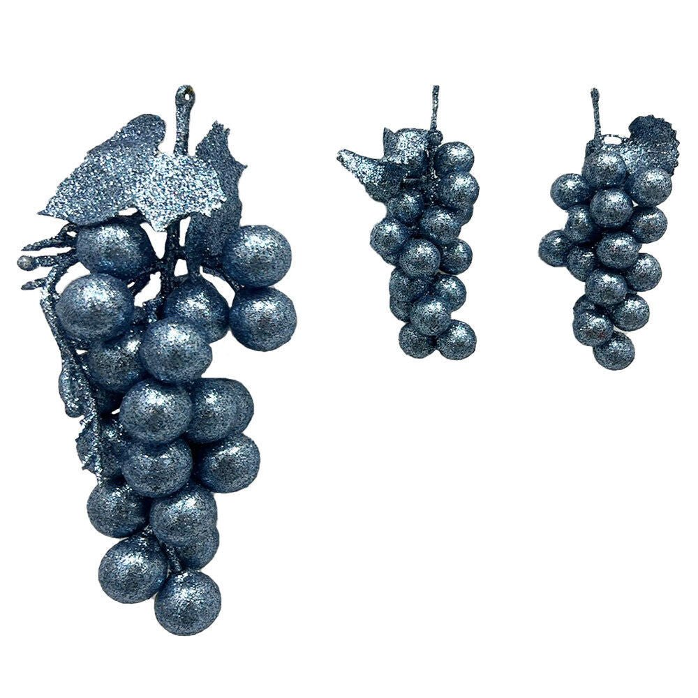 Pvc Glittered Grape Cluster 2 Sizes - Country Silk