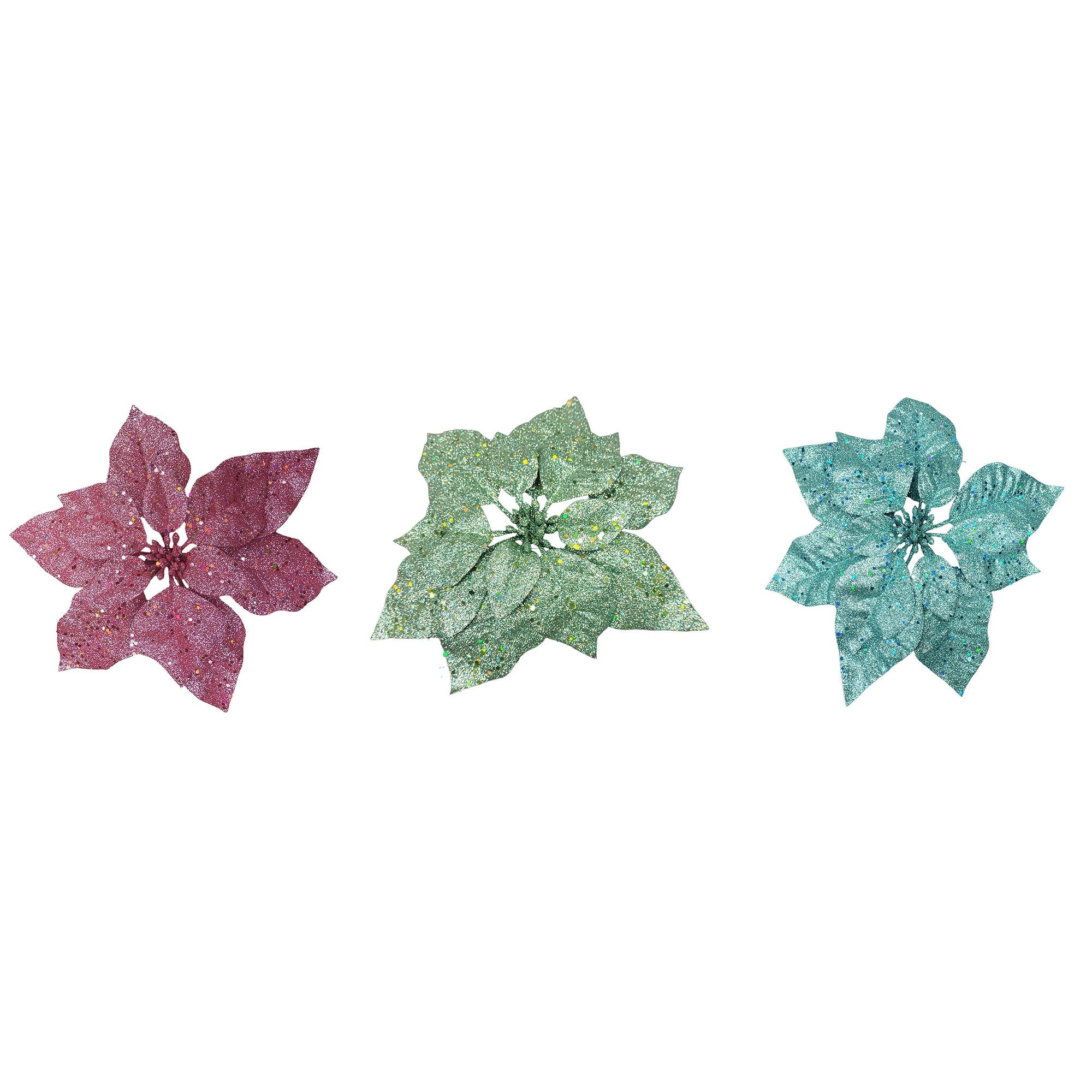 Clip On Glittered Poinsettia - Country Silk