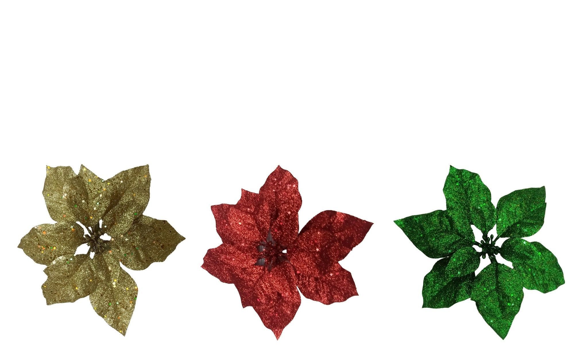 Clip On Glittered Poinsettia - Country Silk
