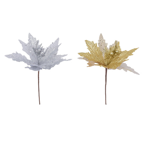 Poinsettia Glitter Pick - Country Silk