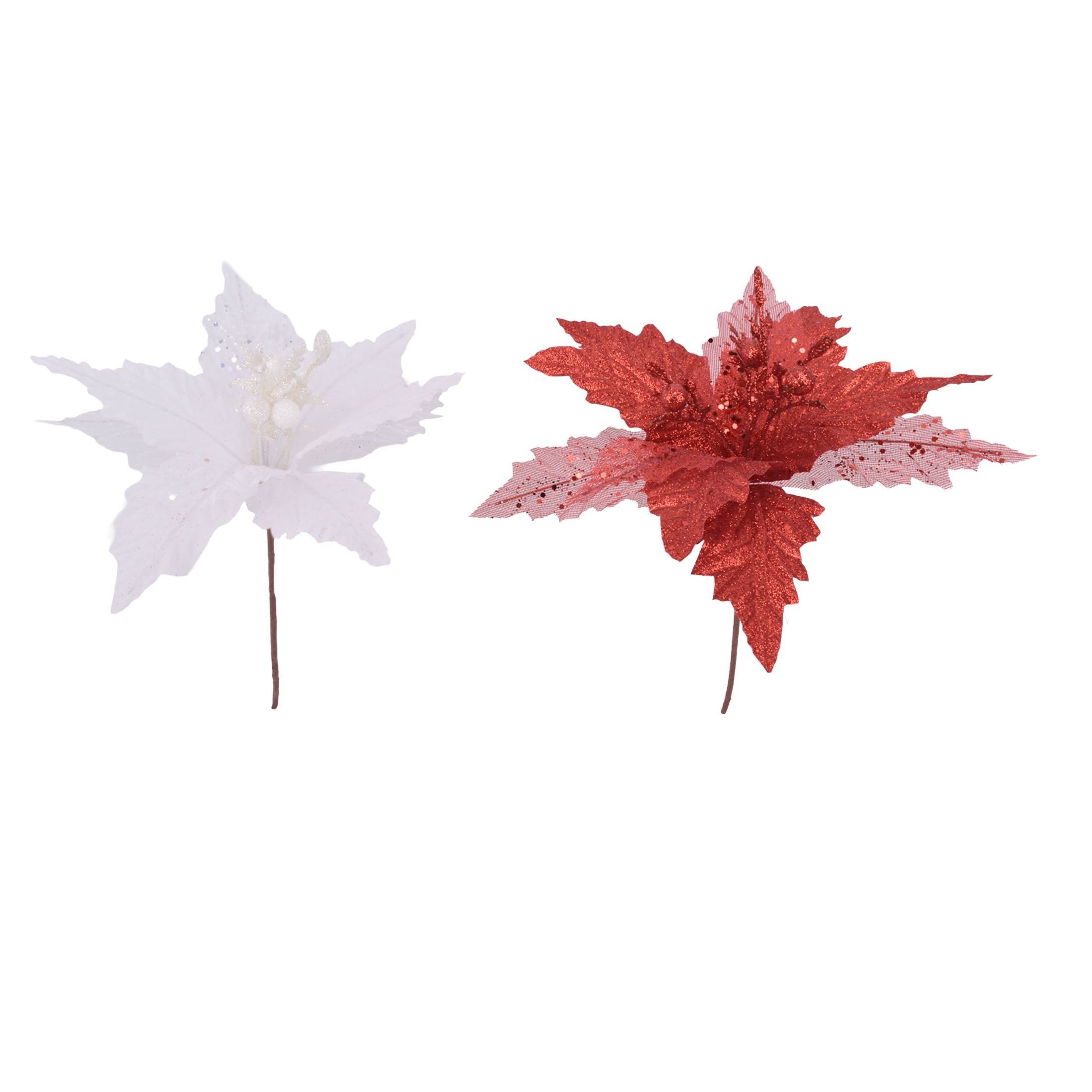 Poinsettia Glitter Pick