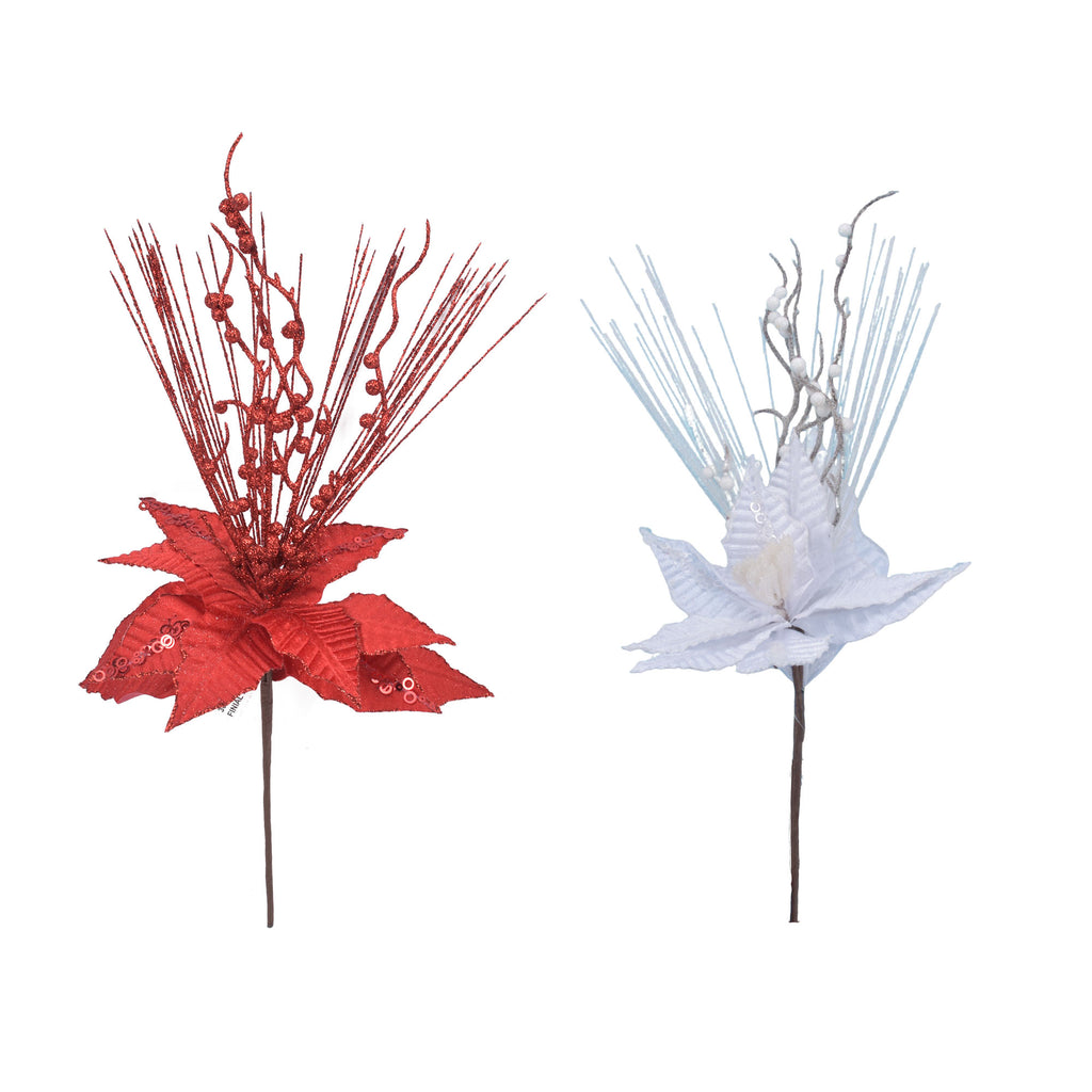 Velvet Poinsettia With Glitter Berries