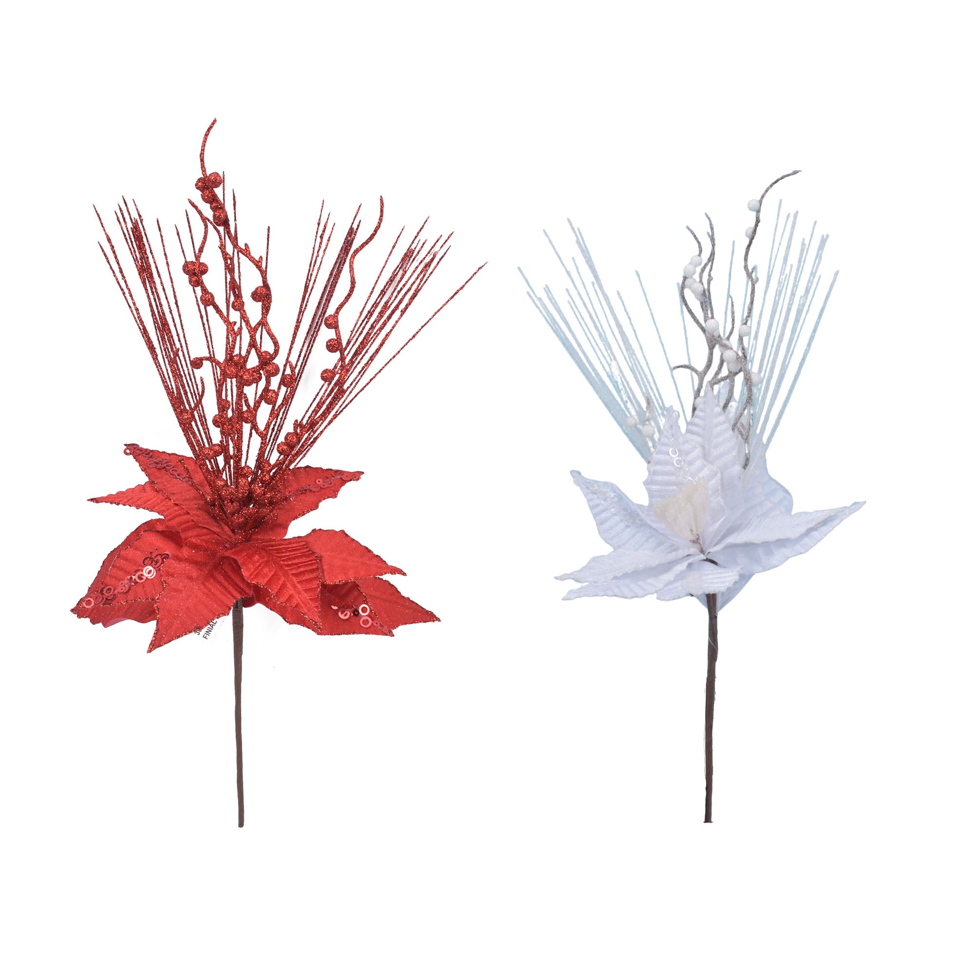 Velvet Poinsettia With Glitter Berries