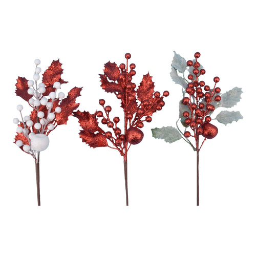 Holly Leaf Berries And Apple Pick - Country Silk