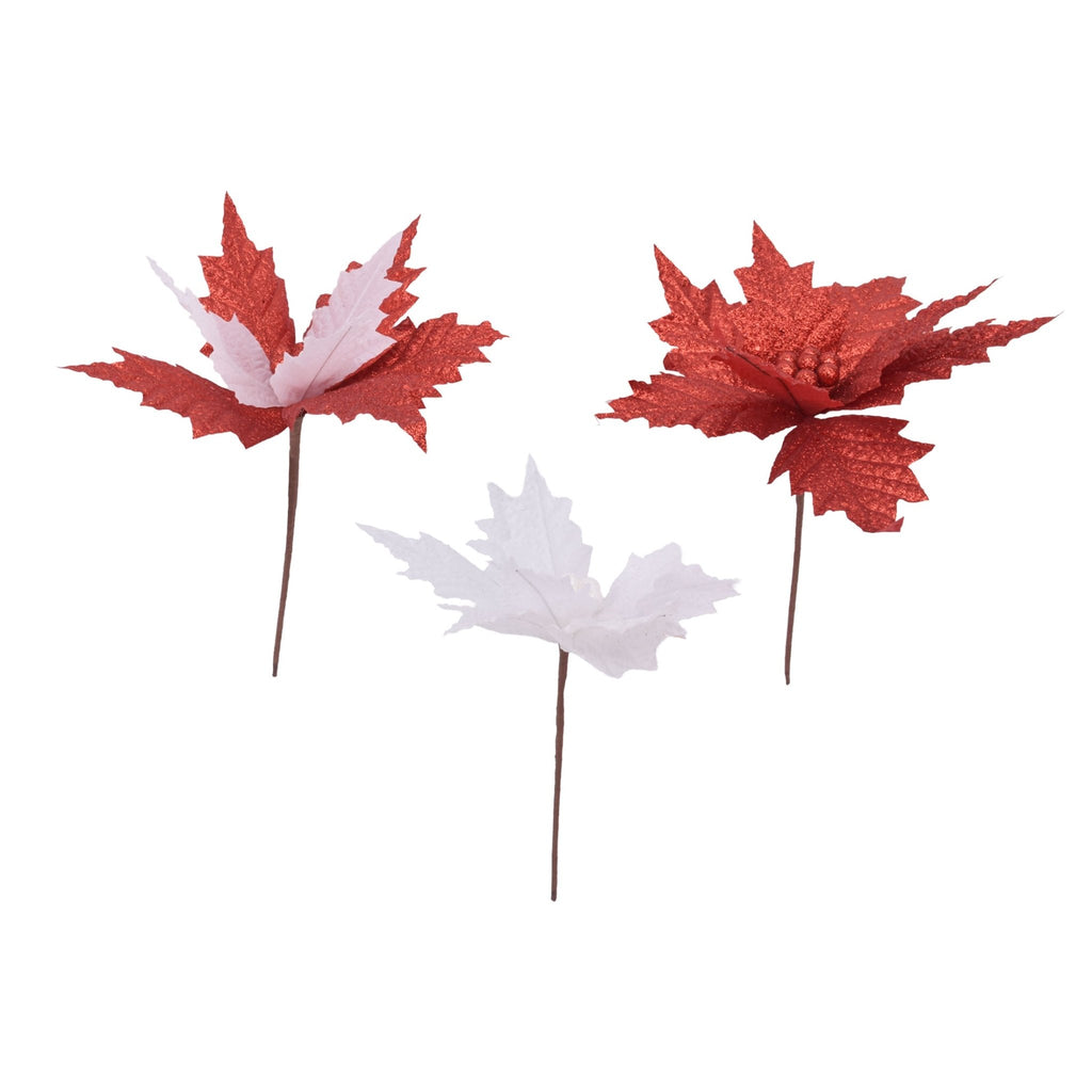 Poinsettia Head Pick - Country Silk