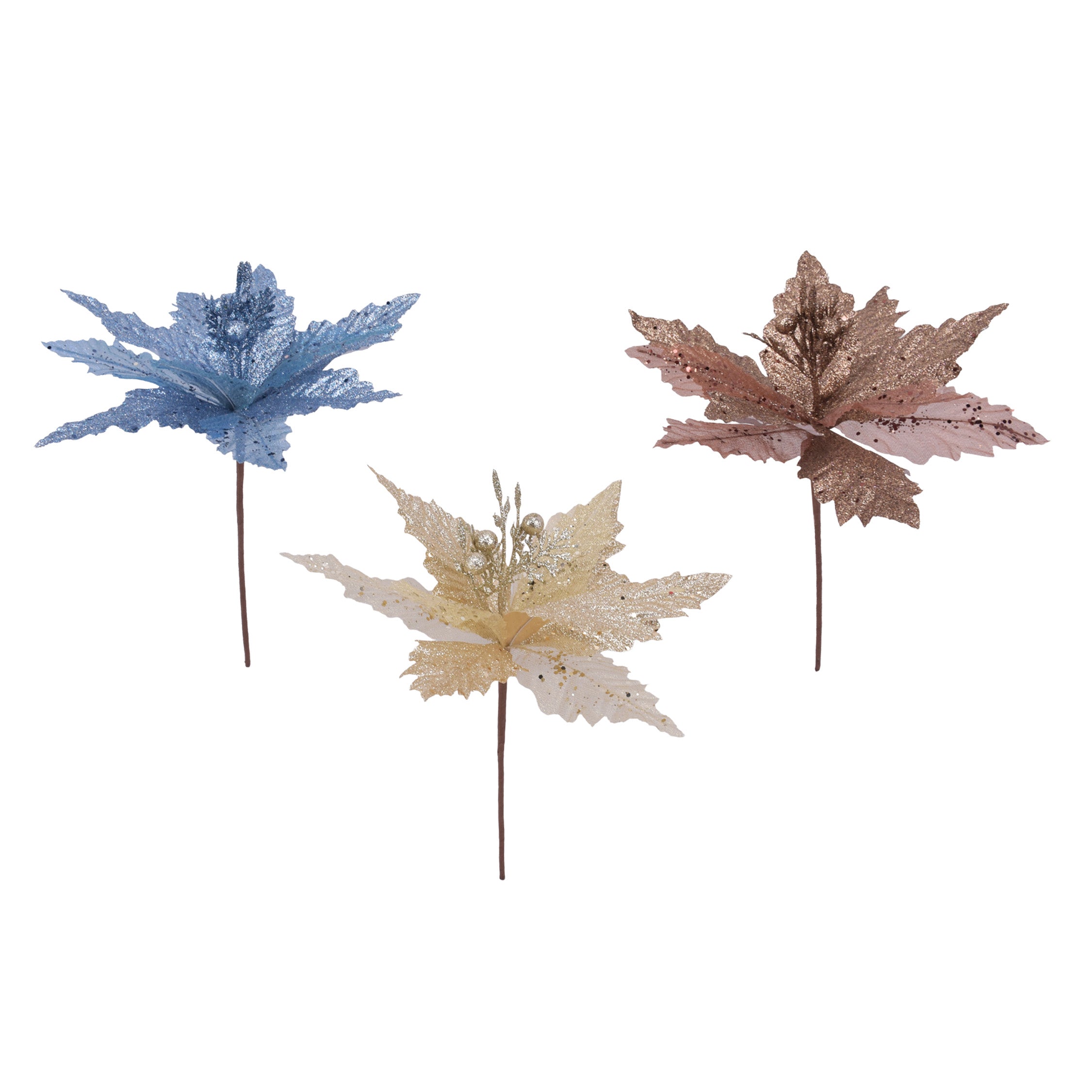 Poinsettia Glitter Pick