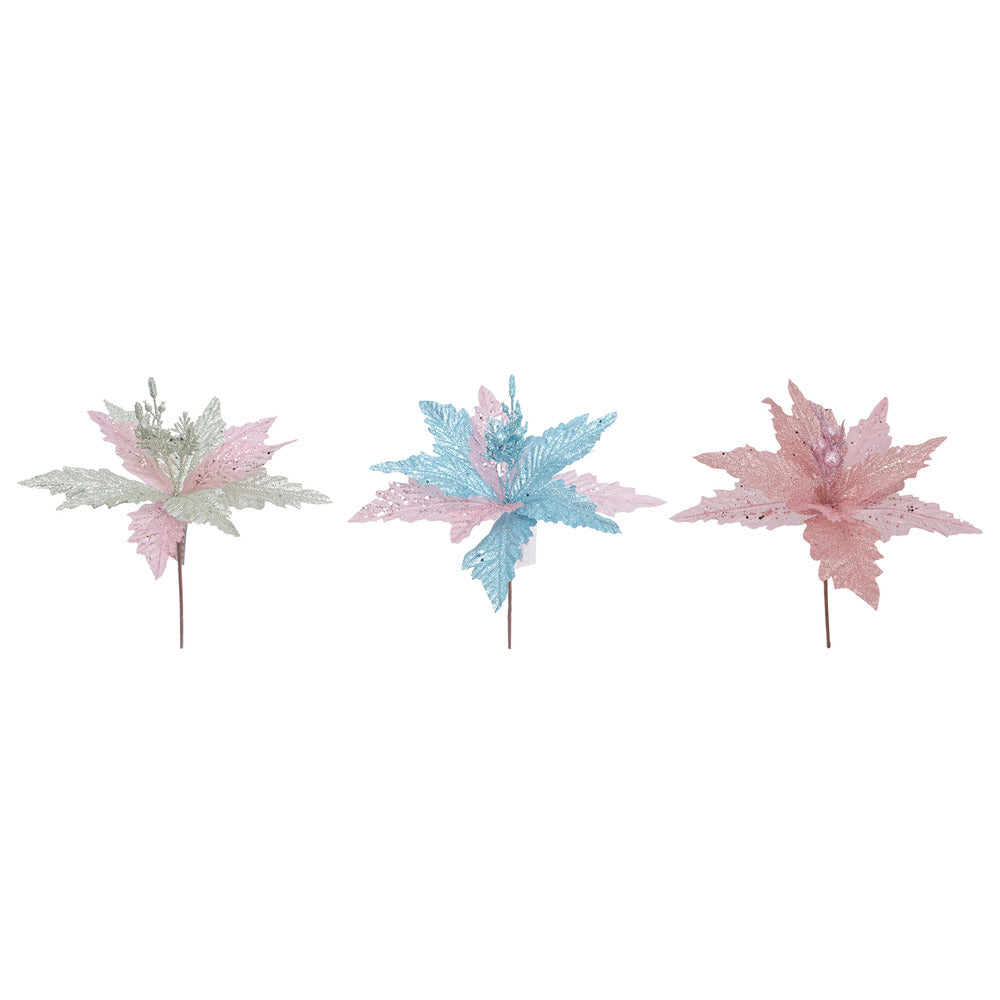 Poinsettia Glitter Pick
