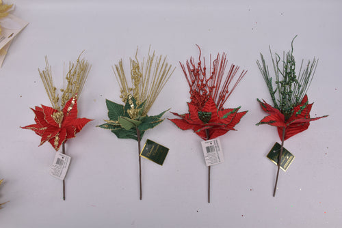 Velvet Poinsettia With Glitter Berries
