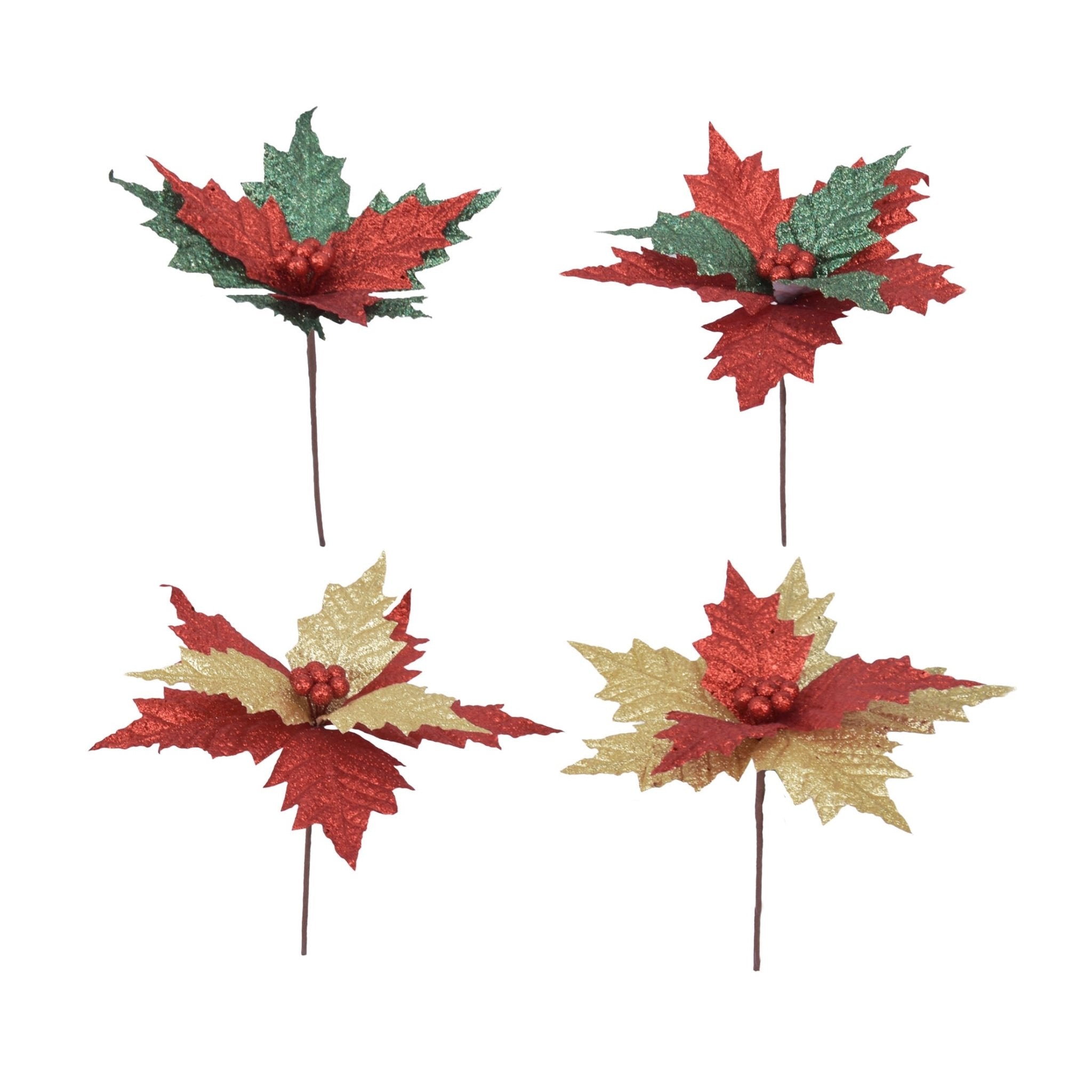 Poinsettia Head Pick - Country Silk