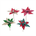 Elegant Poinsettia Pick With Metallic - Country Silk
