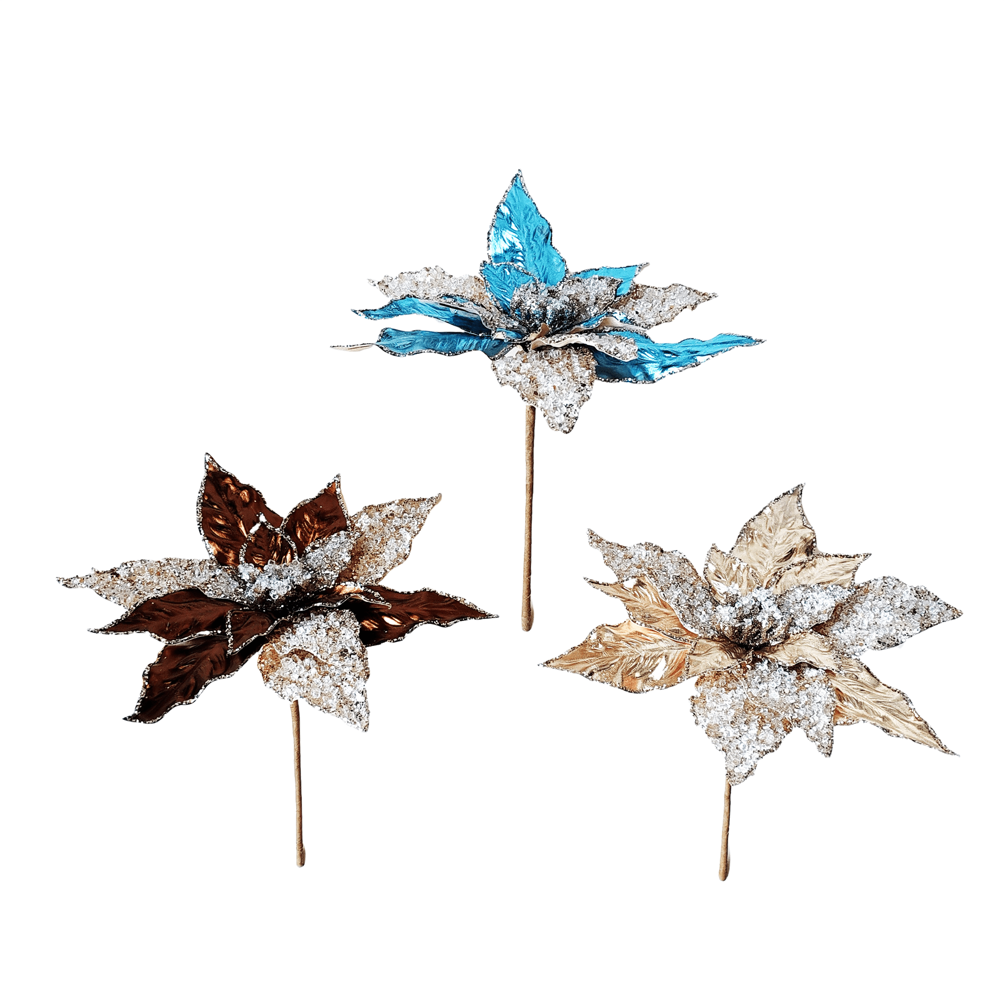 Elegant Poinsettia Pick With Metallic - Country Silk