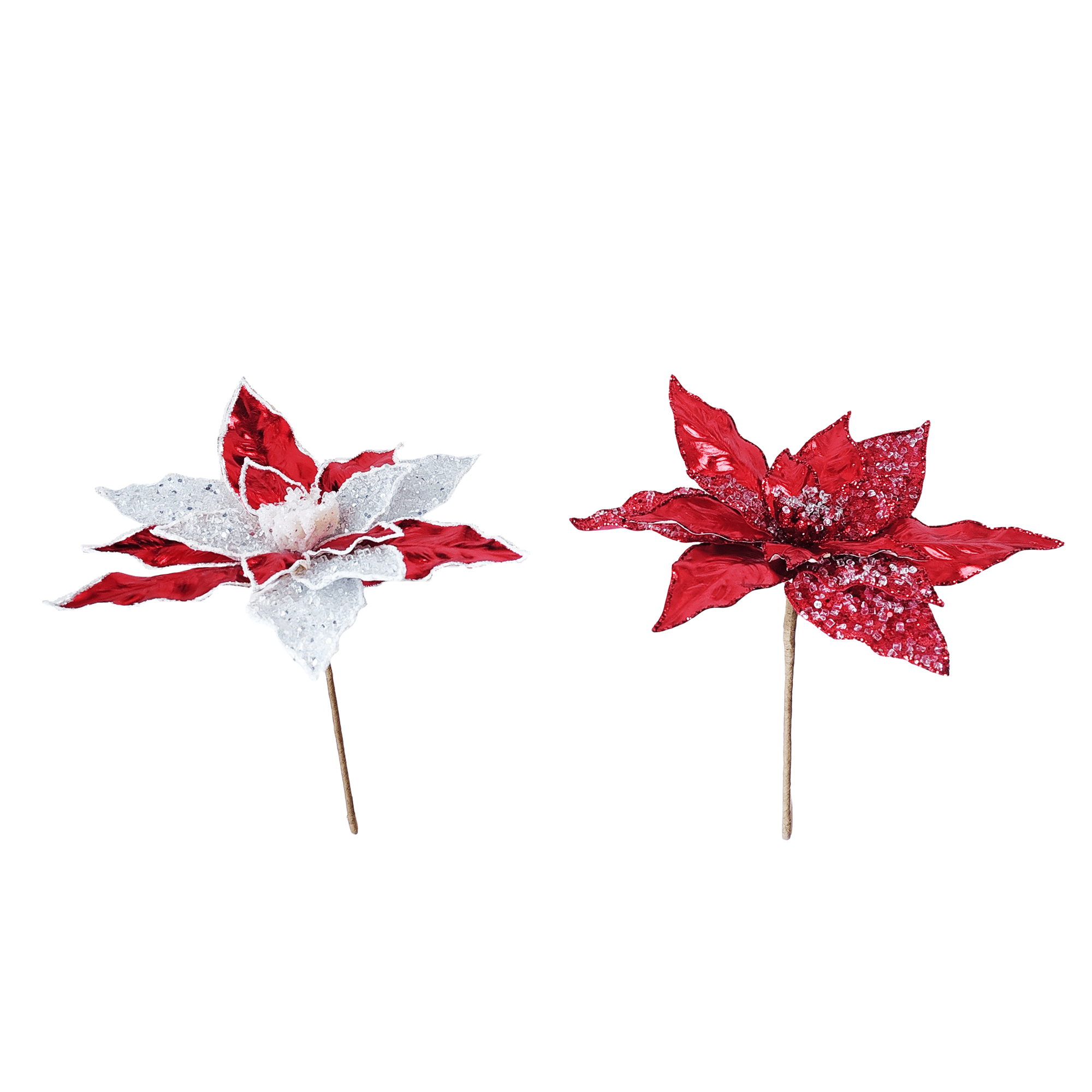 Elegant Poinsettia Pick With Metallic - Country Silk