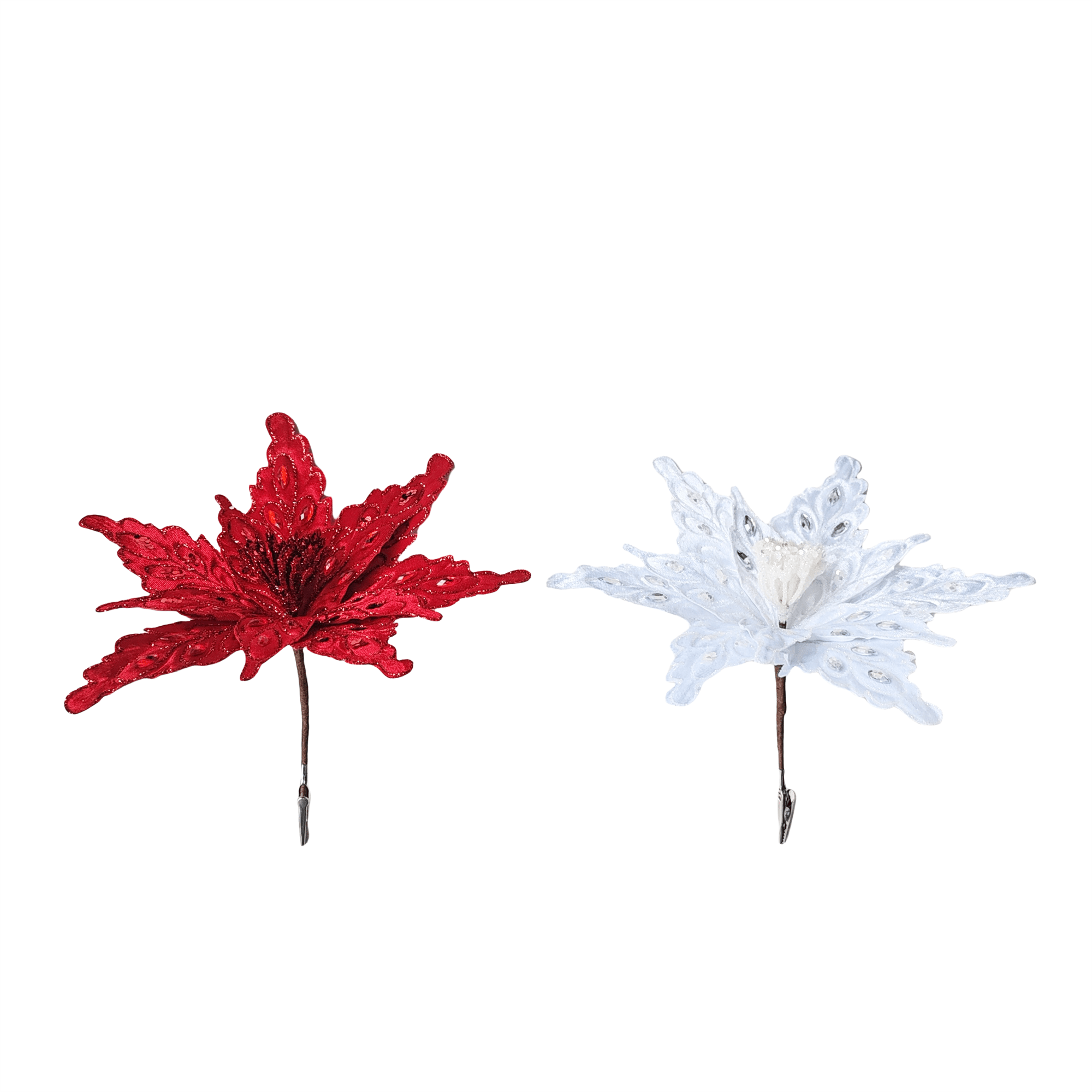 Clip On Poinsettia With Glitter Hp And G - Country Silk