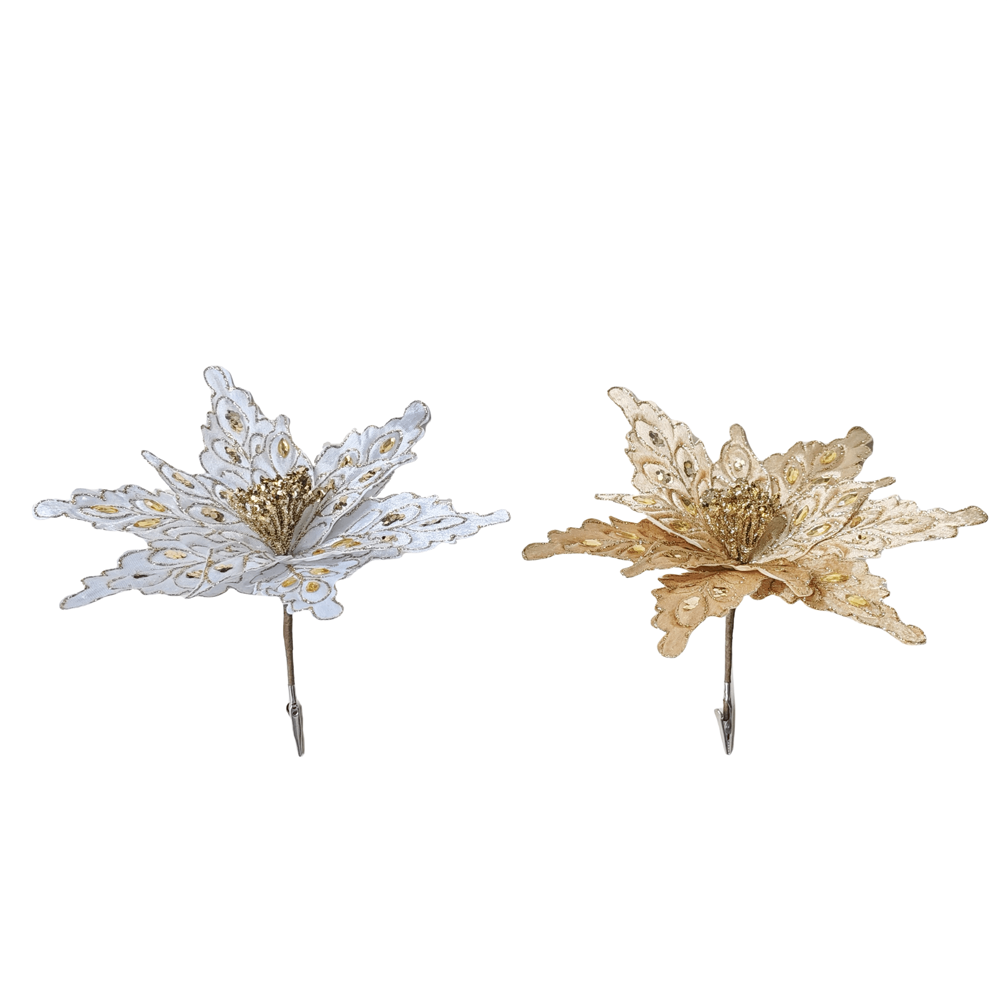 Clip On Poinsettia With Glitter Hp And G - Country Silk