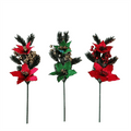 Pdq Poinsettia With Pine Berry - Country Silk