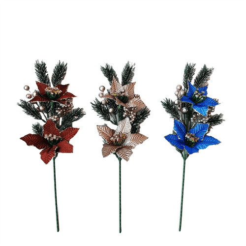 Pdq Poinsettia With Pine Berry - Country Silk