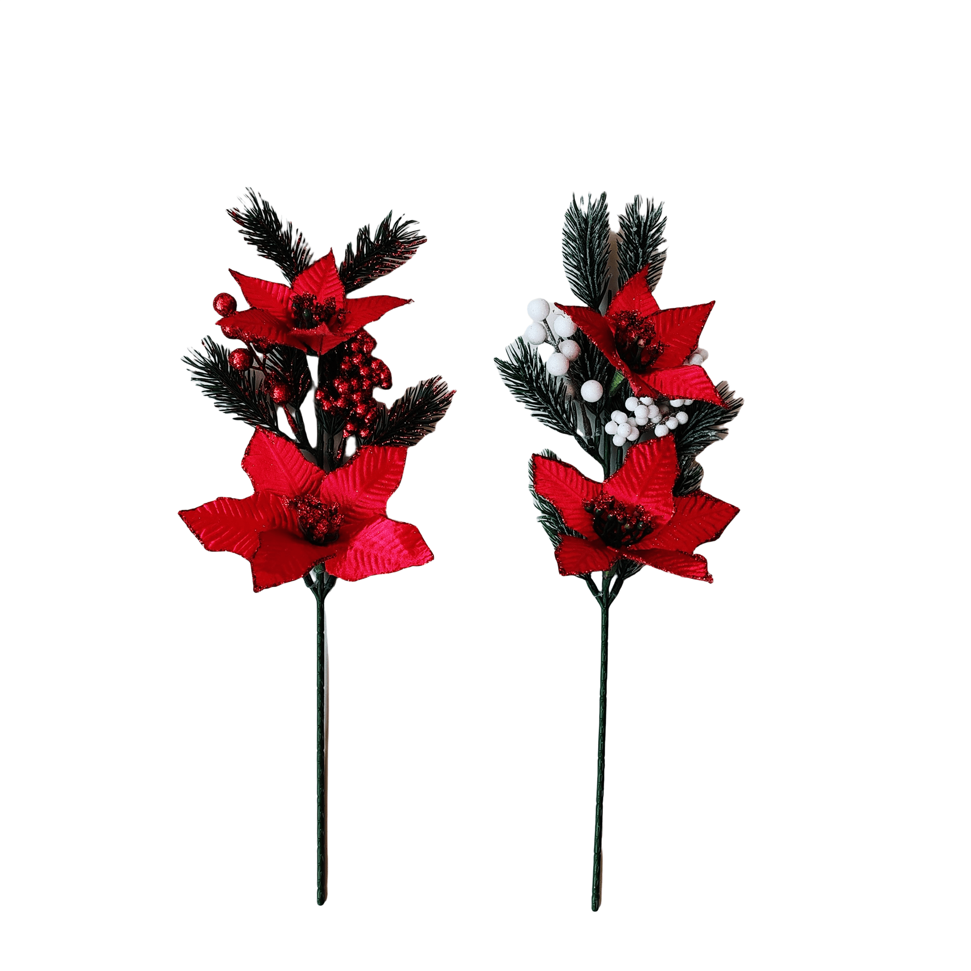 Pdq Poinsettia With Pine Berry - Country Silk