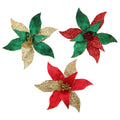 Clip On Swirl Glitter Velvet Poinsettia Pick - Country Silk
