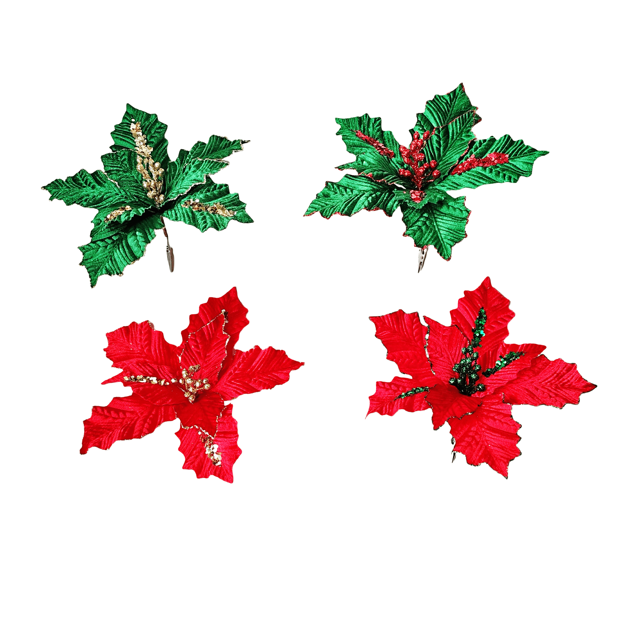 Pdq Clip On Poinsettia With Large Sequin - Country Silk