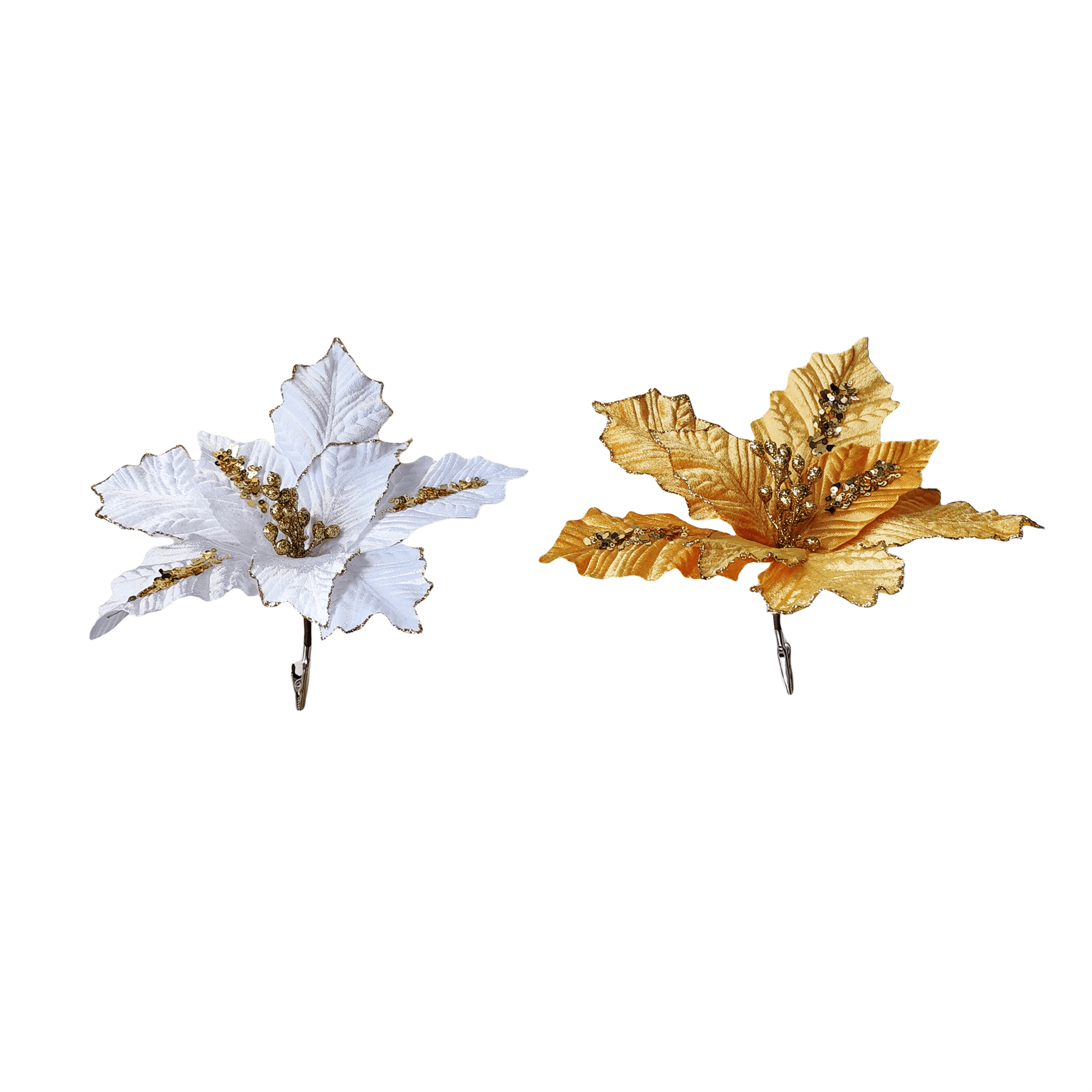 Pdq Clip On Poinsettia With Large Sequin - Country Silk