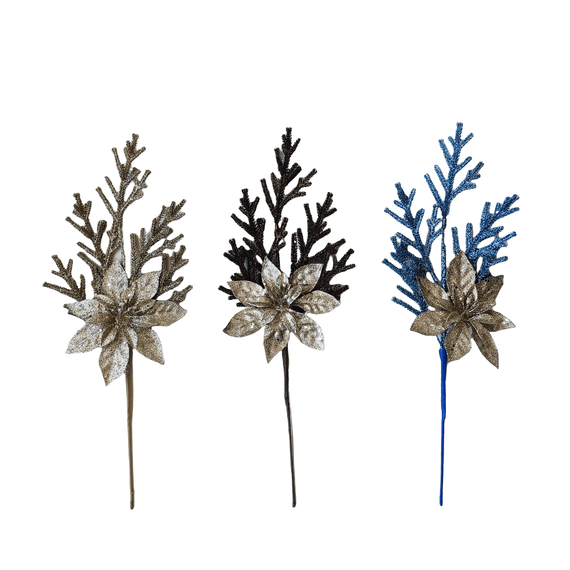 Pdq Large Poinsettia Fern Pick - Country Silk