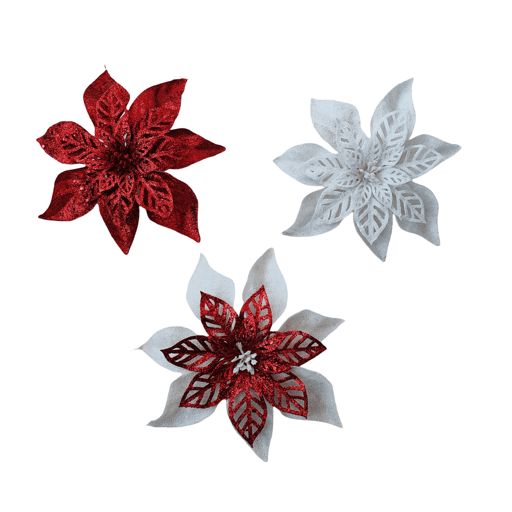 Pdq Poinsettia Clip On 2 Tone Solid - Country Silk